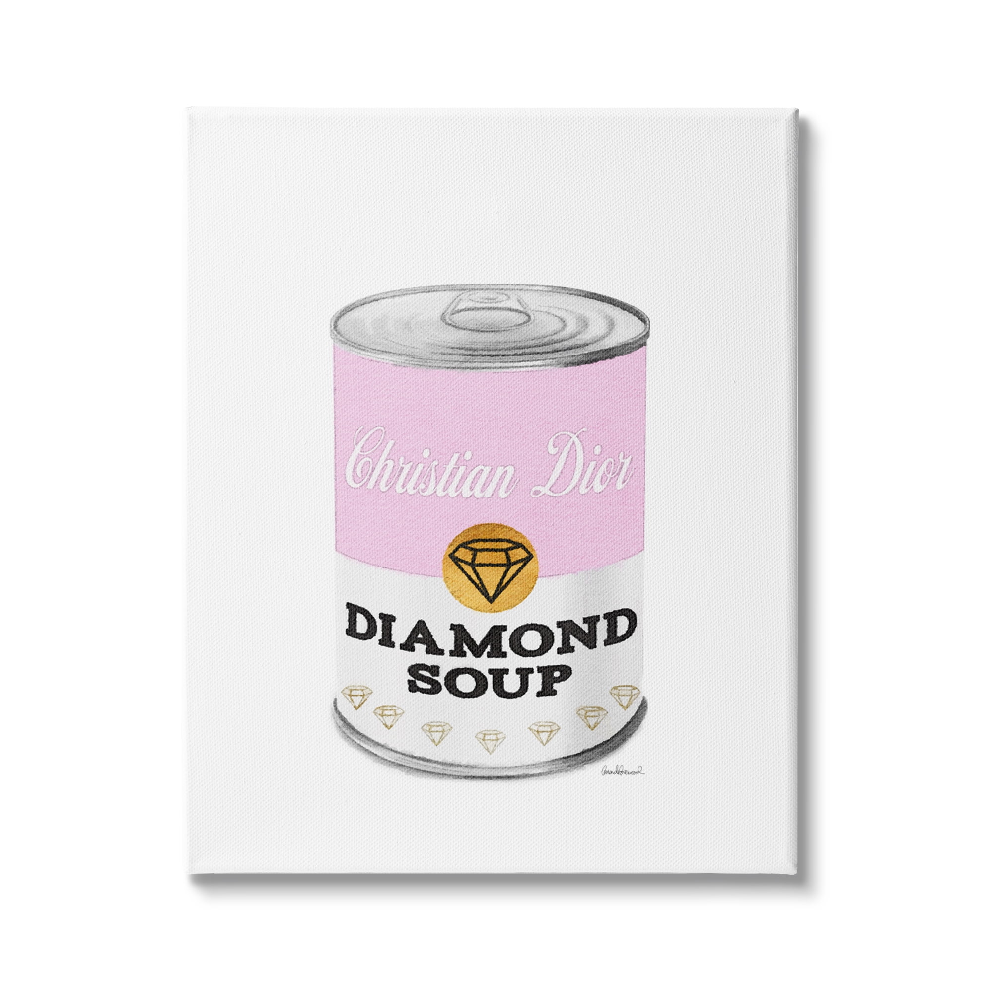 Stupell Industries Pink Condensed Soup Can Diamond Pop Fashion Glam, 16 x 20, Design by Amanda Greenwood