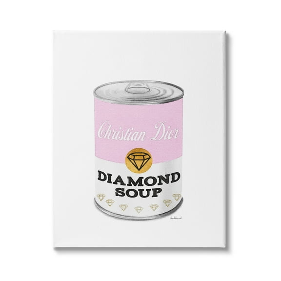 Stupell Industries Pink Condensed Soup Can Diamond Pop Fashion Glam, 24 x 30, Design by Amanda Greenwood