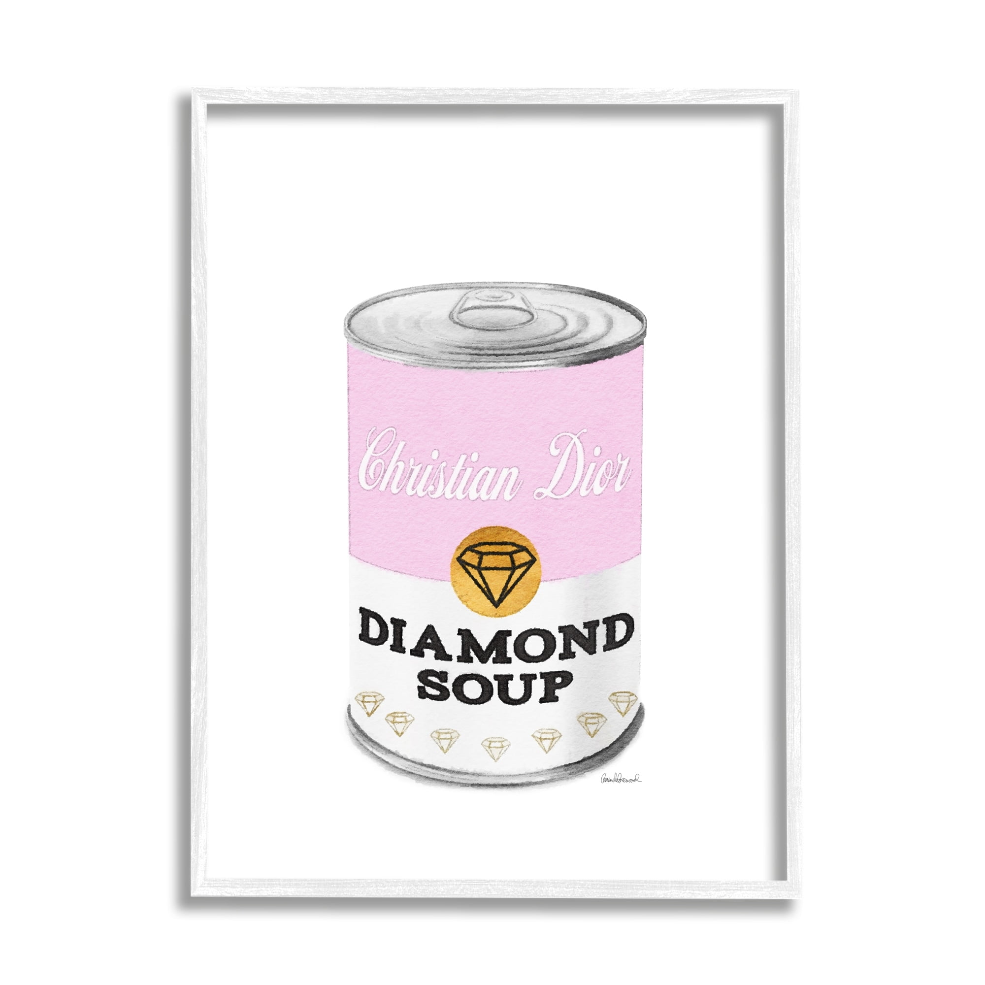 Stupell Industries Pink Condensed Soup Can Diamond Pop Fashion Glam, 24 x 30, Design by Amanda Greenwood