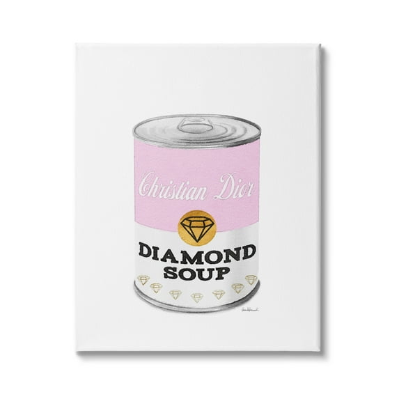 Stupell Industries Pink Condensed Soup Can Diamond Pop Fashion Glam, 30 x 40, Design by Amanda Greenwood