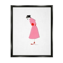 Stupell Industries Pink Contemporary Girl Beauty & Fashion Painting Black Floater Framed Art Print Wall Art, 17 x 21
