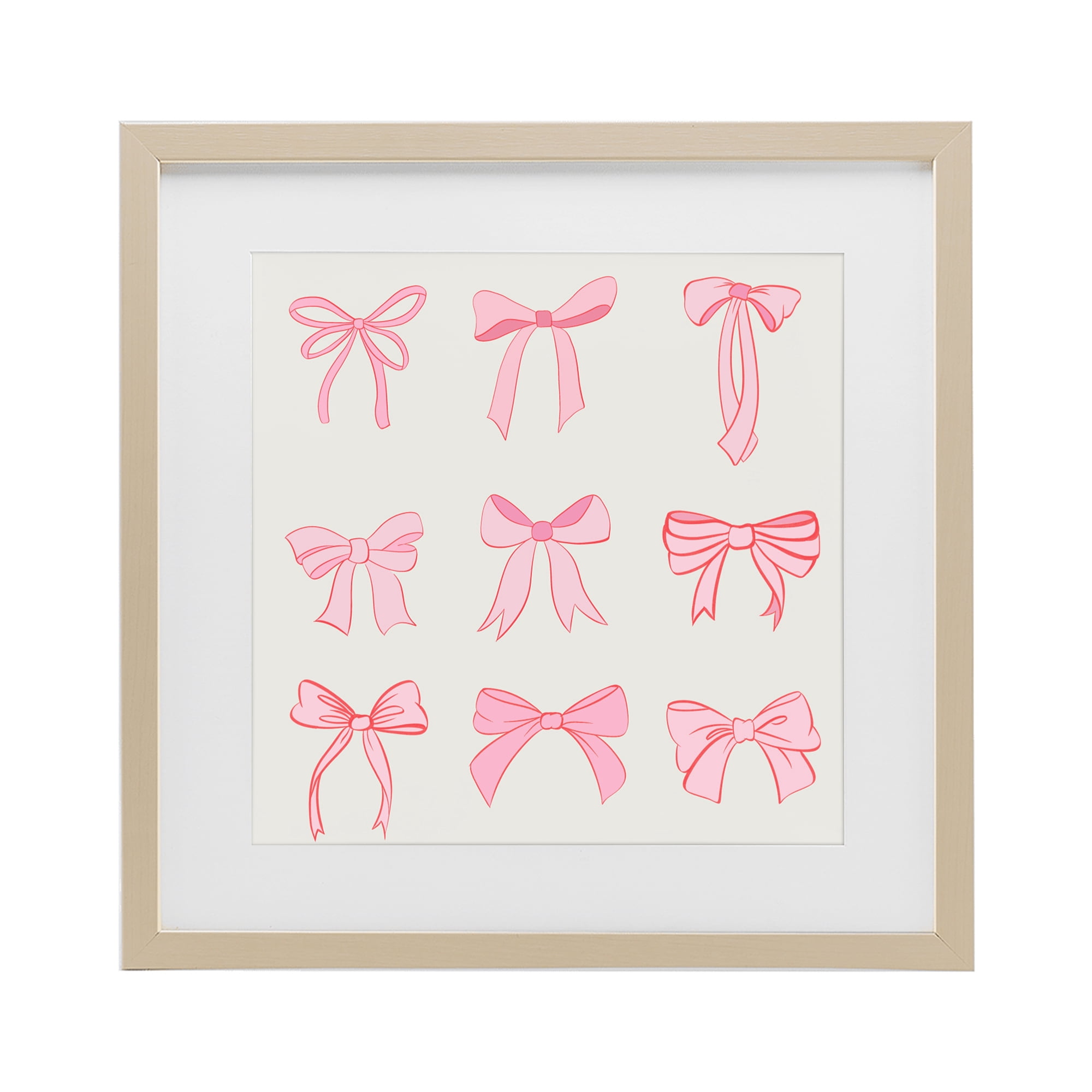 Stupell Industries Pink Coquette Ribbons Birch Framed Print Under Glass, design by Emily Navas
