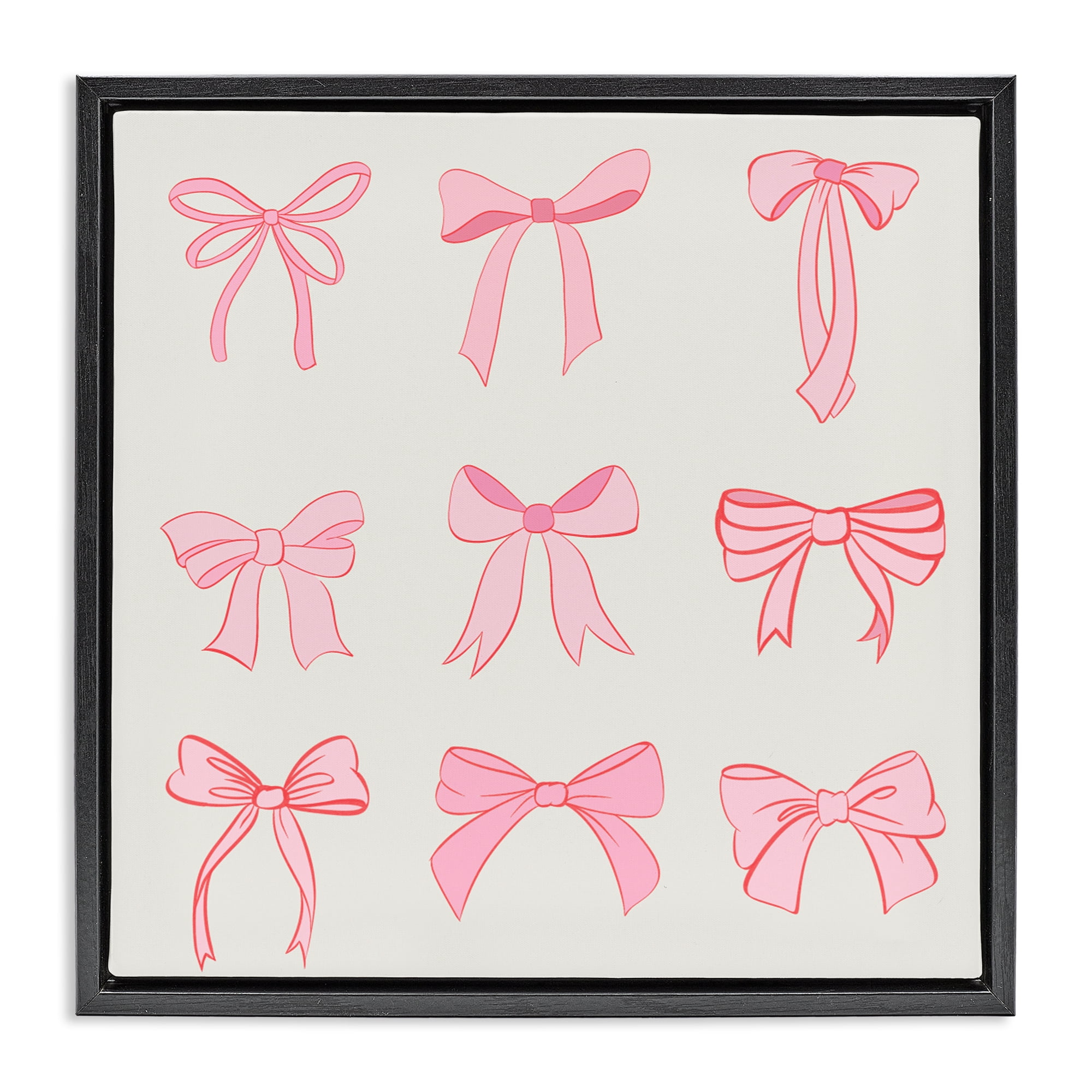 Stupell Industries Pink Coquette Ribbons Black Framed Floater Canvas Wall Art, design by Emily Navas