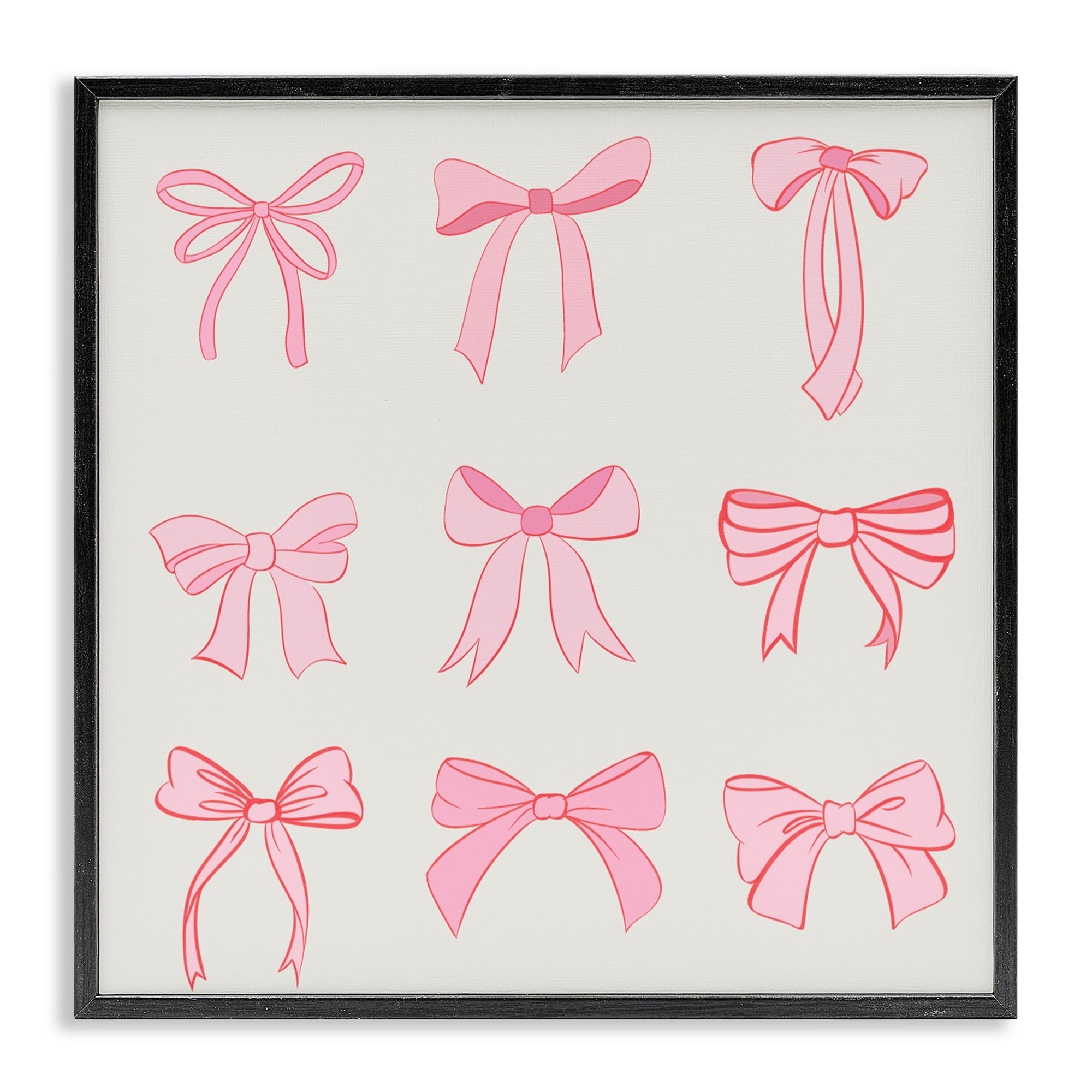 Stupell Industries Pink Coquette Ribbons Black Framed Giclee Art, design by Emily Navas