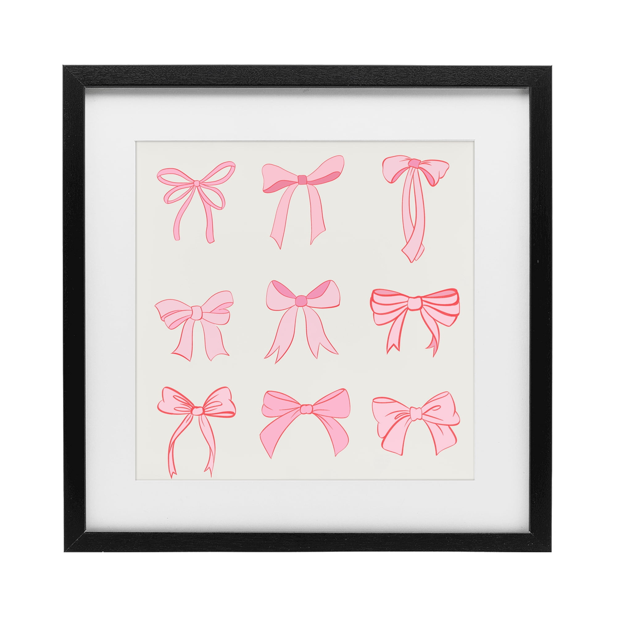 Stupell Industries Pink Coquette Ribbons Black Framed Print Under Glass, design by Emily Navas