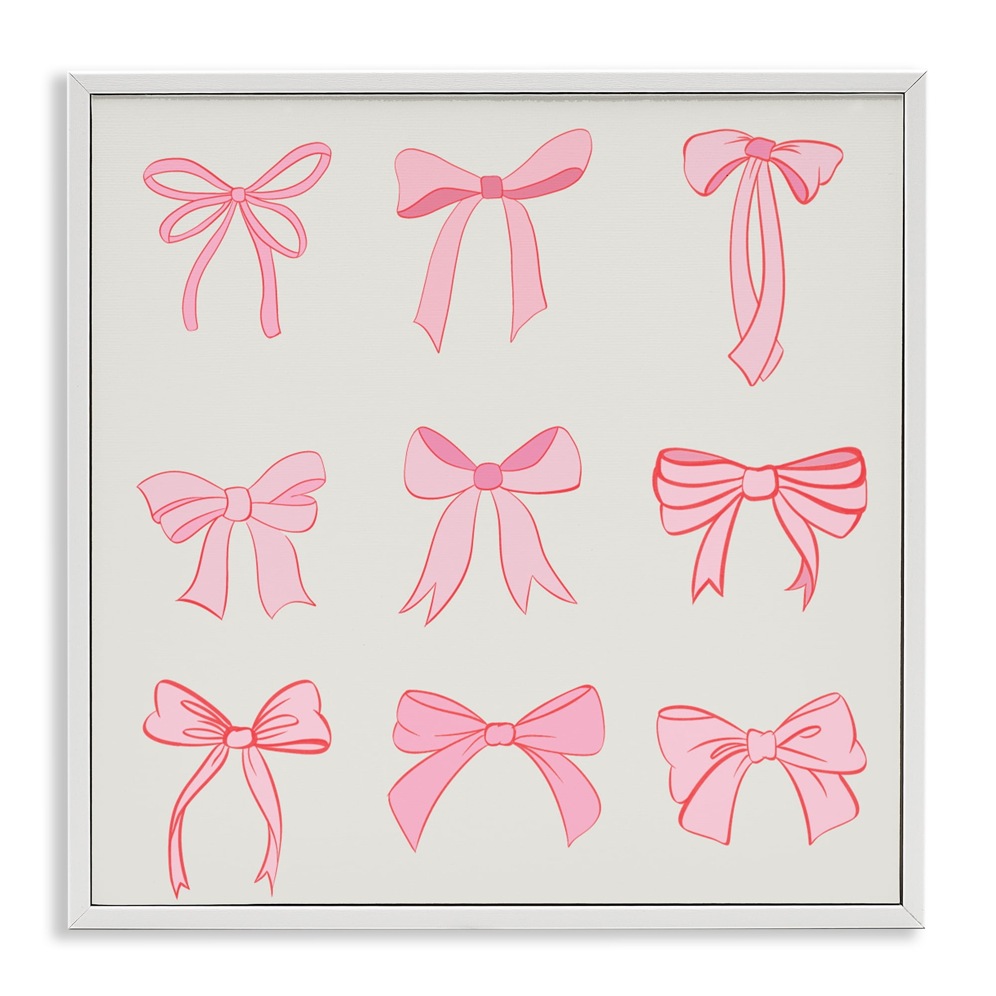 Stupell Industries Pink Coquette Ribbons White Framed Giclee Art, design by Emily Navas