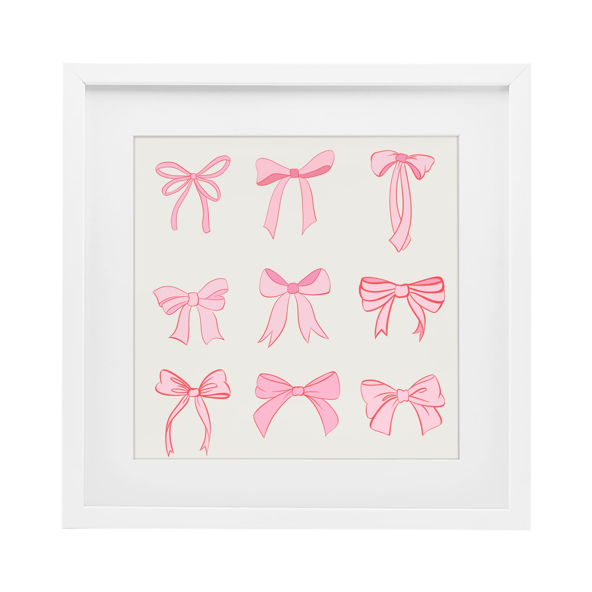 Stupell Industries Pink Coquette Ribbons White Framed Print Under Glass, design by Emily Navas