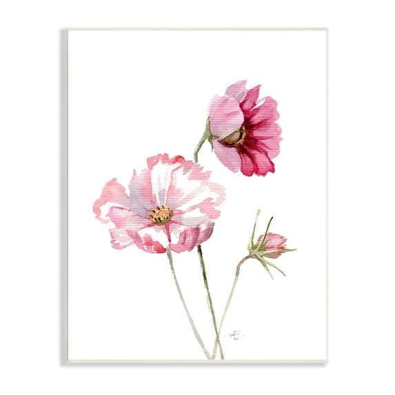 Stupell Industries Pink Cosmo Florals Spring Bloom Floral Watercolor Botanical & Floral Painting Unframed Art Print Wall Art, 10 x 15