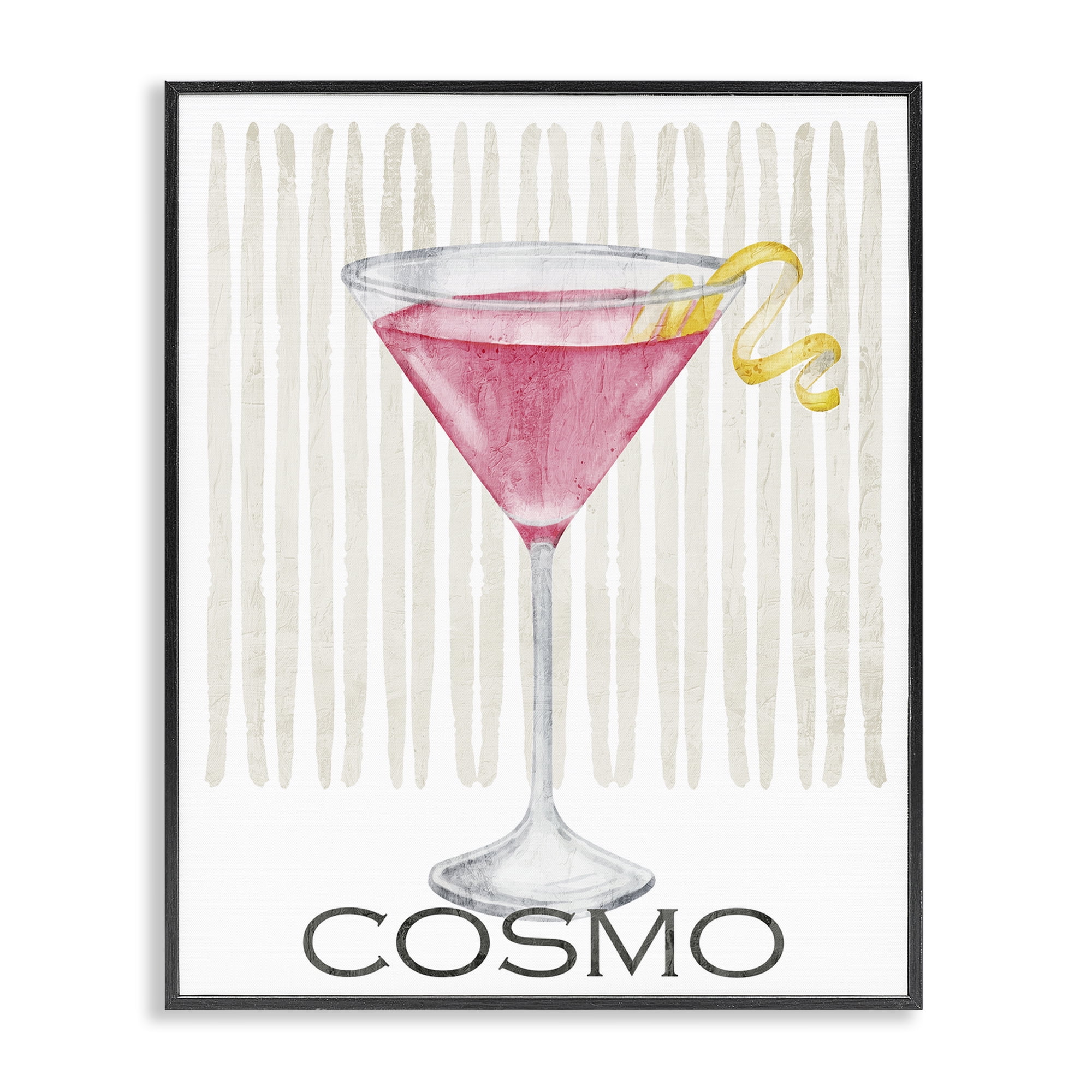 Stupell Industries Pink Cosmo on Stripes Black Framed Giclee Art, design by Kim Allen