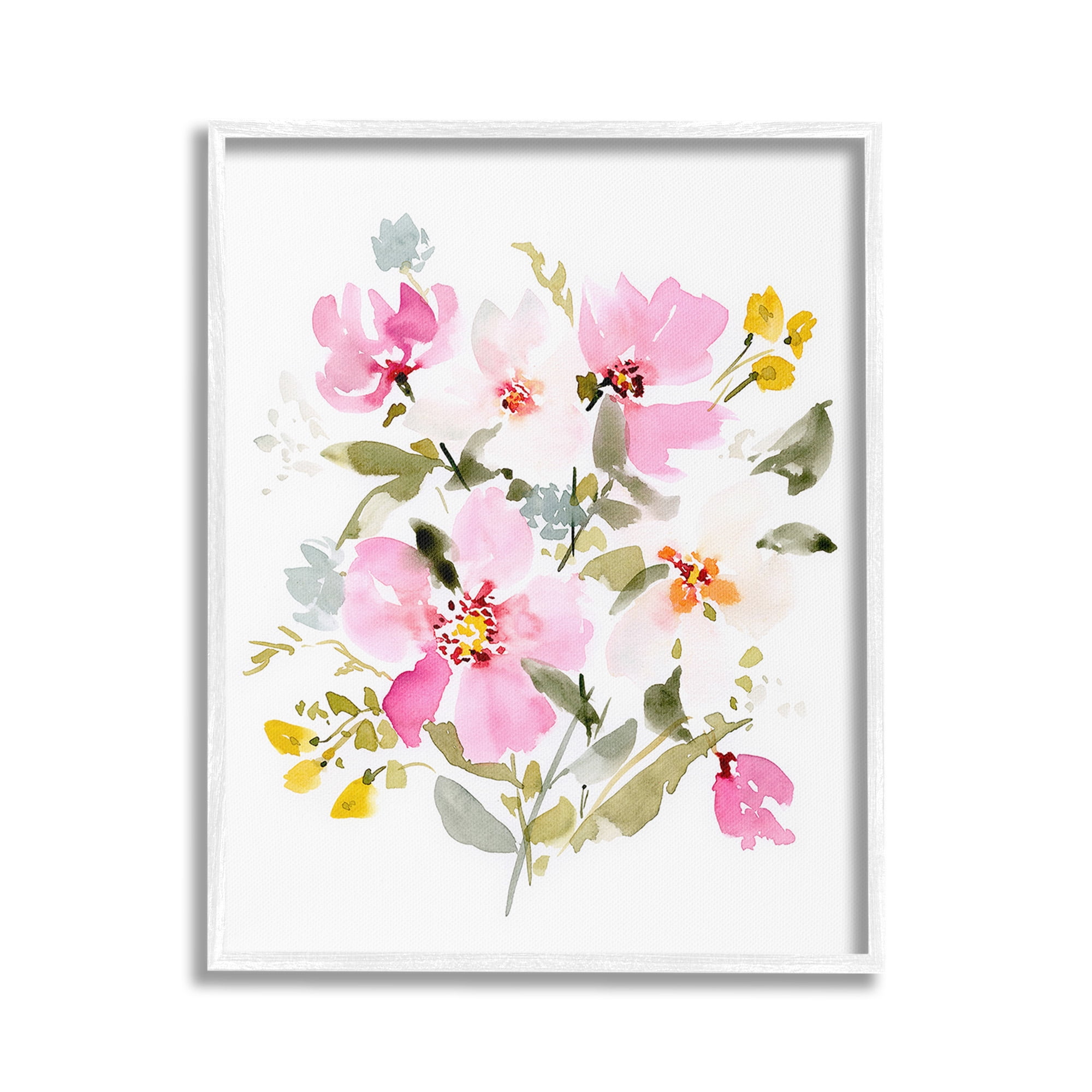 Stupell Industries Pink Cottage Blooms Botanical & Floral Painting White Framed Art Print Wall Art, 24 x 30