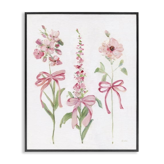 Stupell Industries Traditional Pink Cottage Floral Sprigs Black Framed Giclee Art, 11 x 14, by Sally Swatland