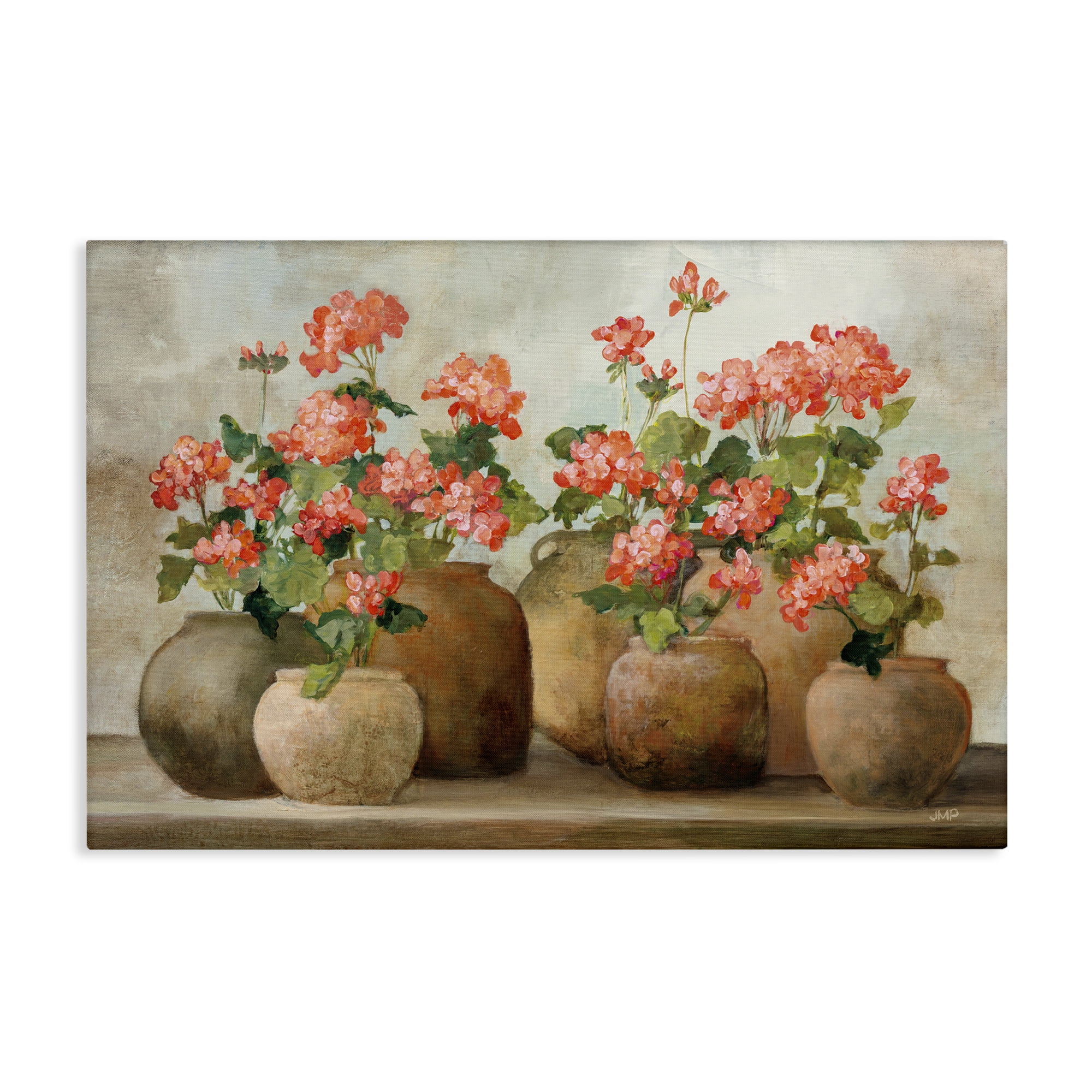Stupell Industries Pink Cottage Geraniums Botanical & Floral Painting Gallery Wrapped Canvas Art Print Wall Art, 24 x 16