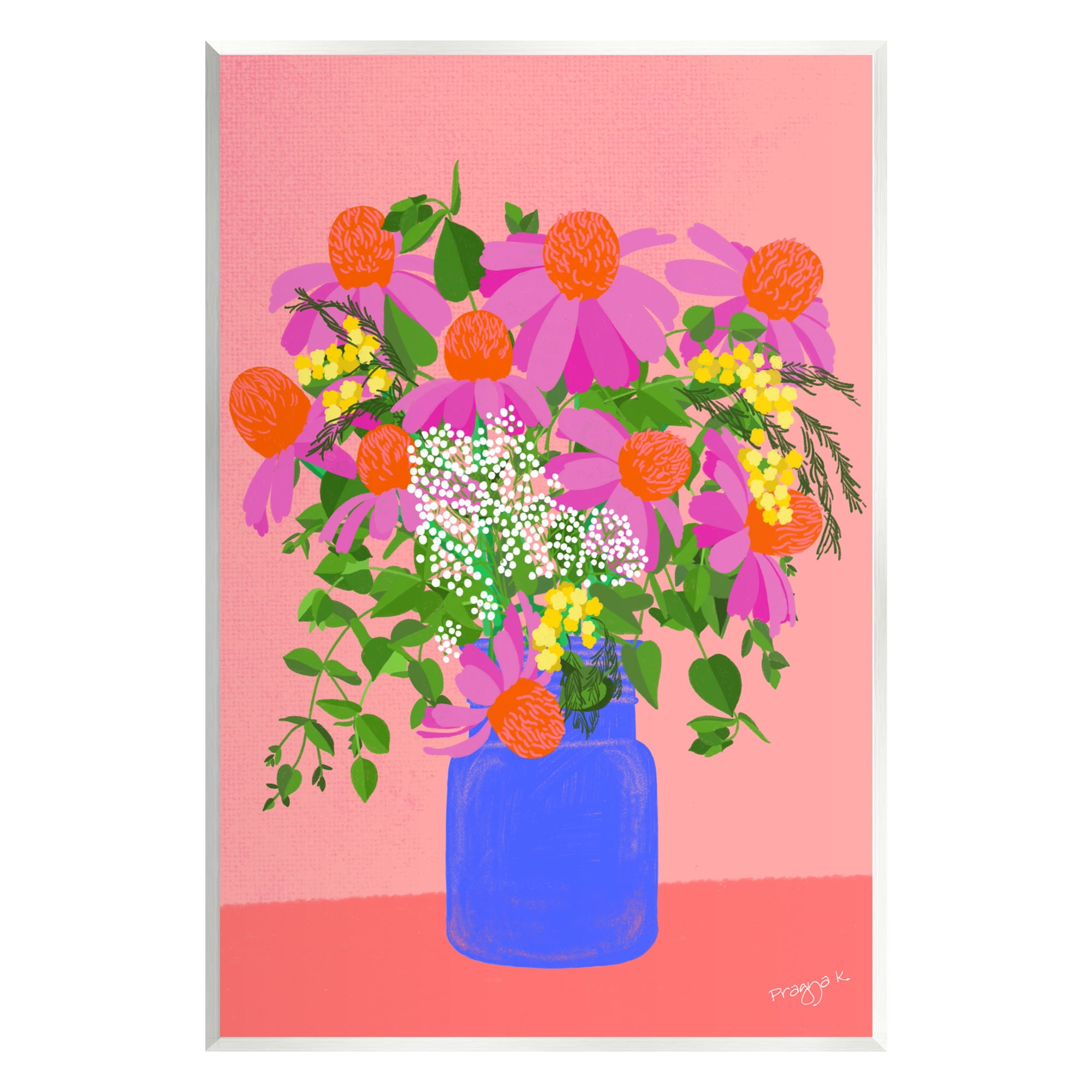Stupell Industries Pink Country Daisies Botanical & Floral Painting Unframed Art Print Wall Art, 13 x 19