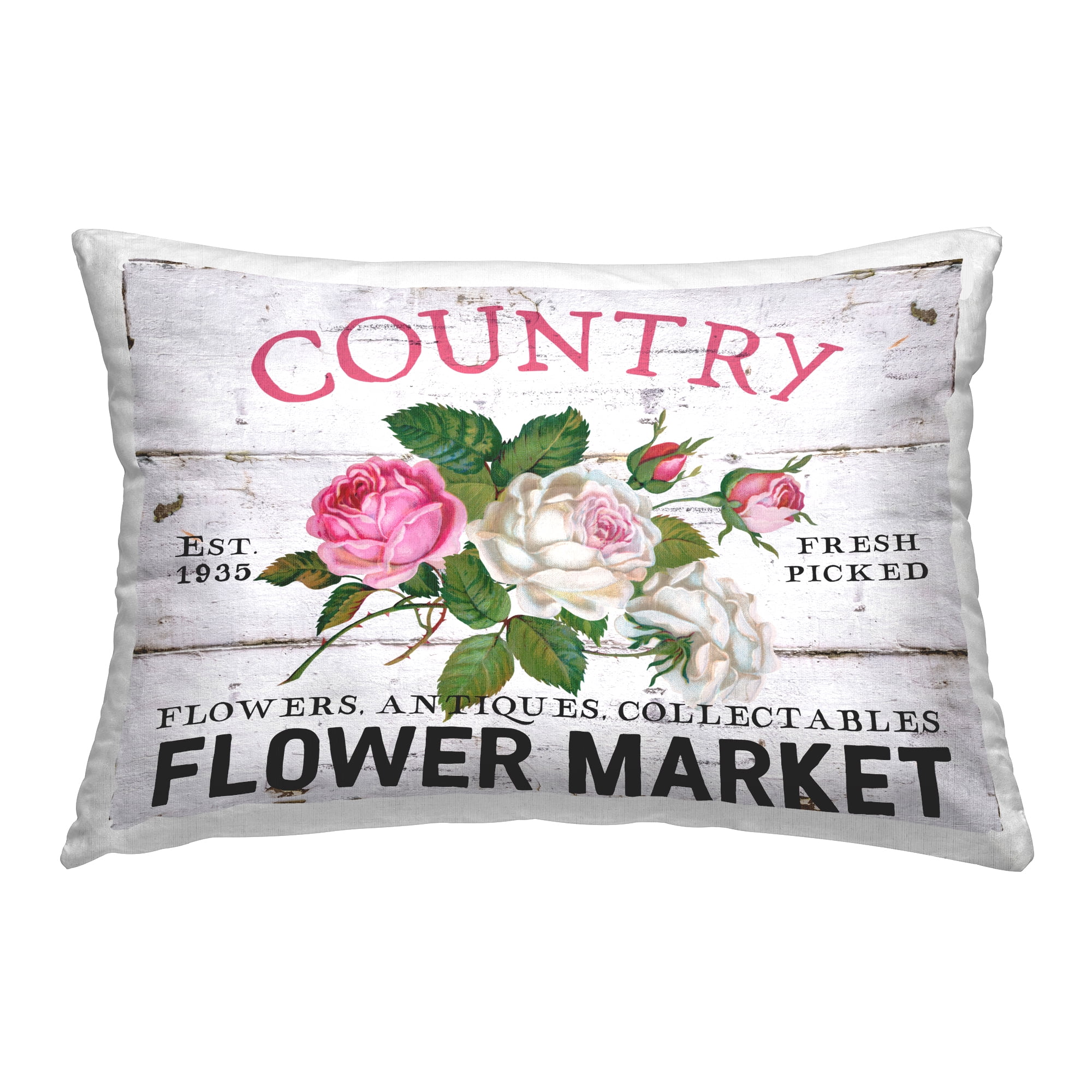 Stupell Industries Pink Country Flower Market Decorative Printed Throw Pillow Design by Creatif Belle.