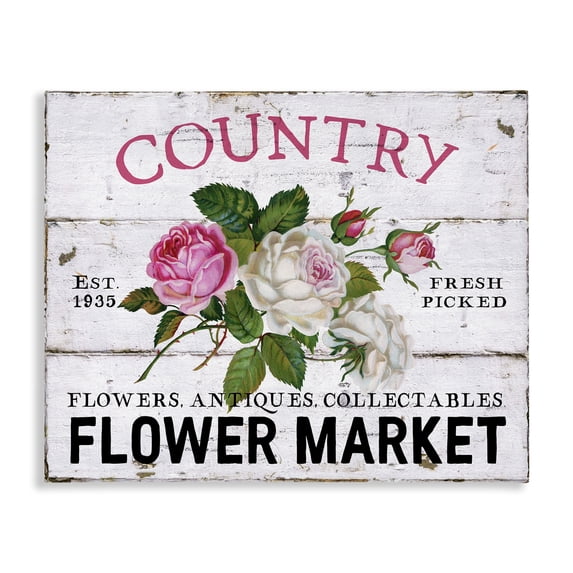 Stupell Industries Cottage Pink Country Flower Market Canvas Art, 40 x 30, by Creatif Belle