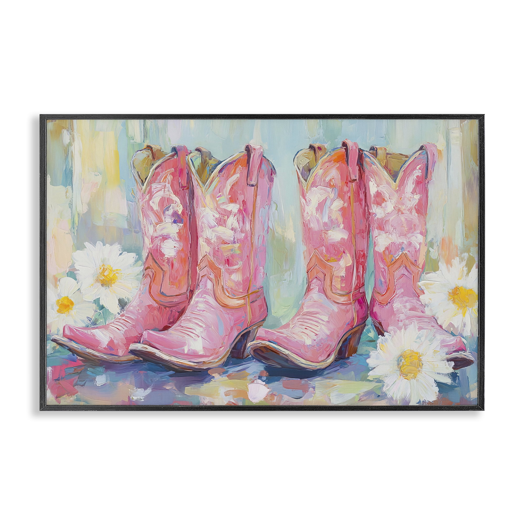 Stupell Industries Pink Cowgirl Boots Pairs Black Framed Giclee Art, design by Tina LeCour