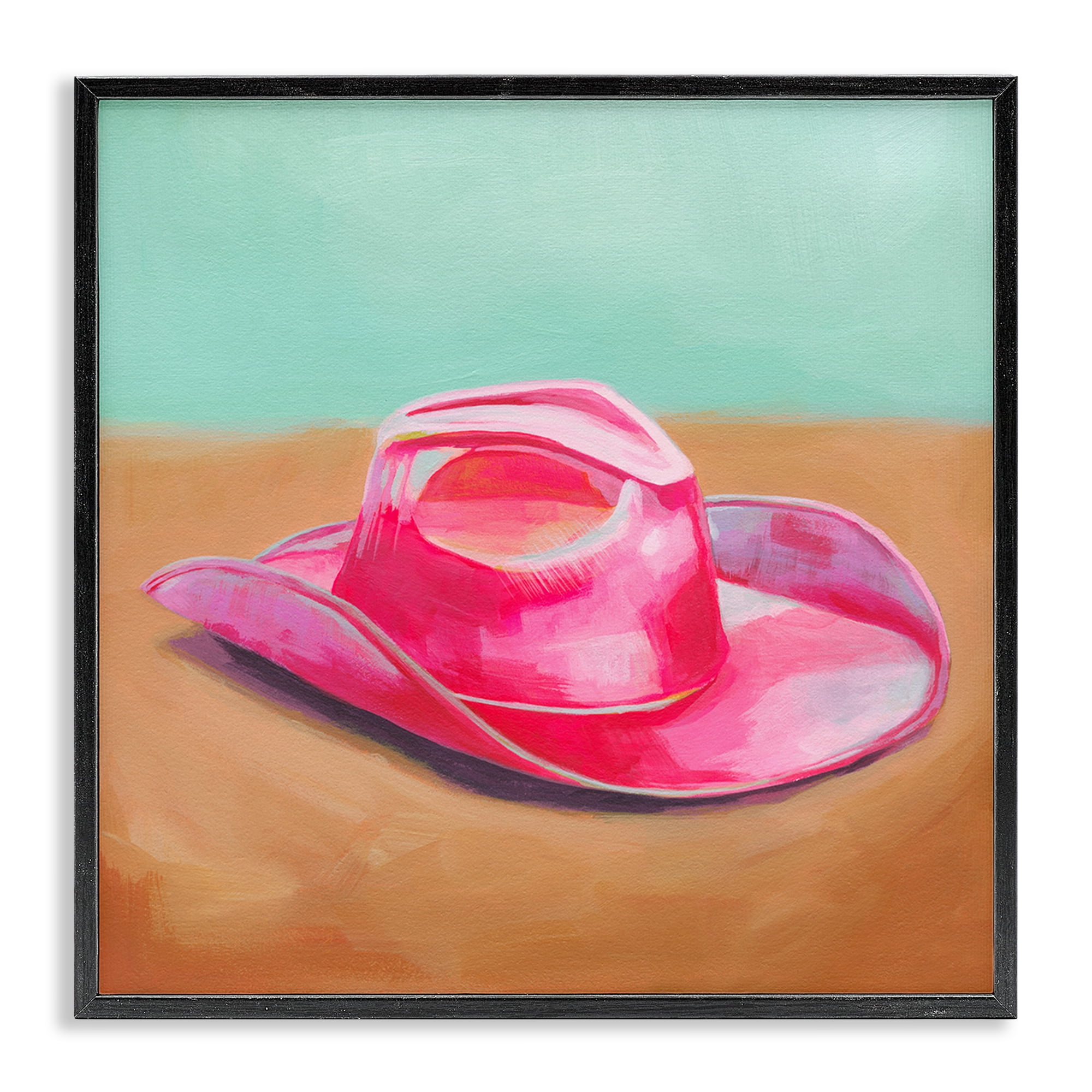 Stupell Industries Pink Cowgirl Hat Entertainment Painting Black Framed Art Print Wall Art, 24 x 24