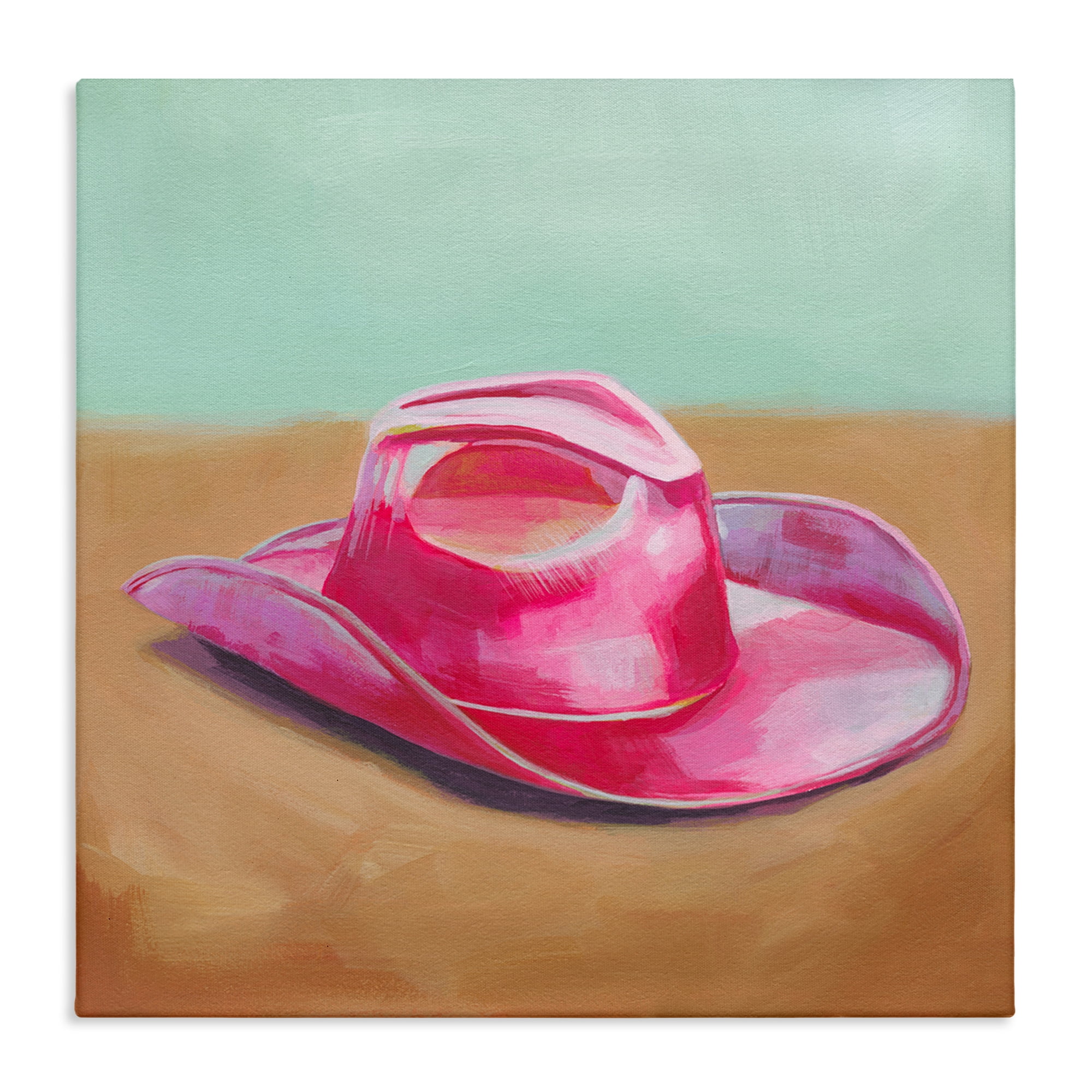 Stupell Industries Pink Cowgirl Hat Entertainment Painting Wrapped Canvas Art Print Wall Art, 17 x 17