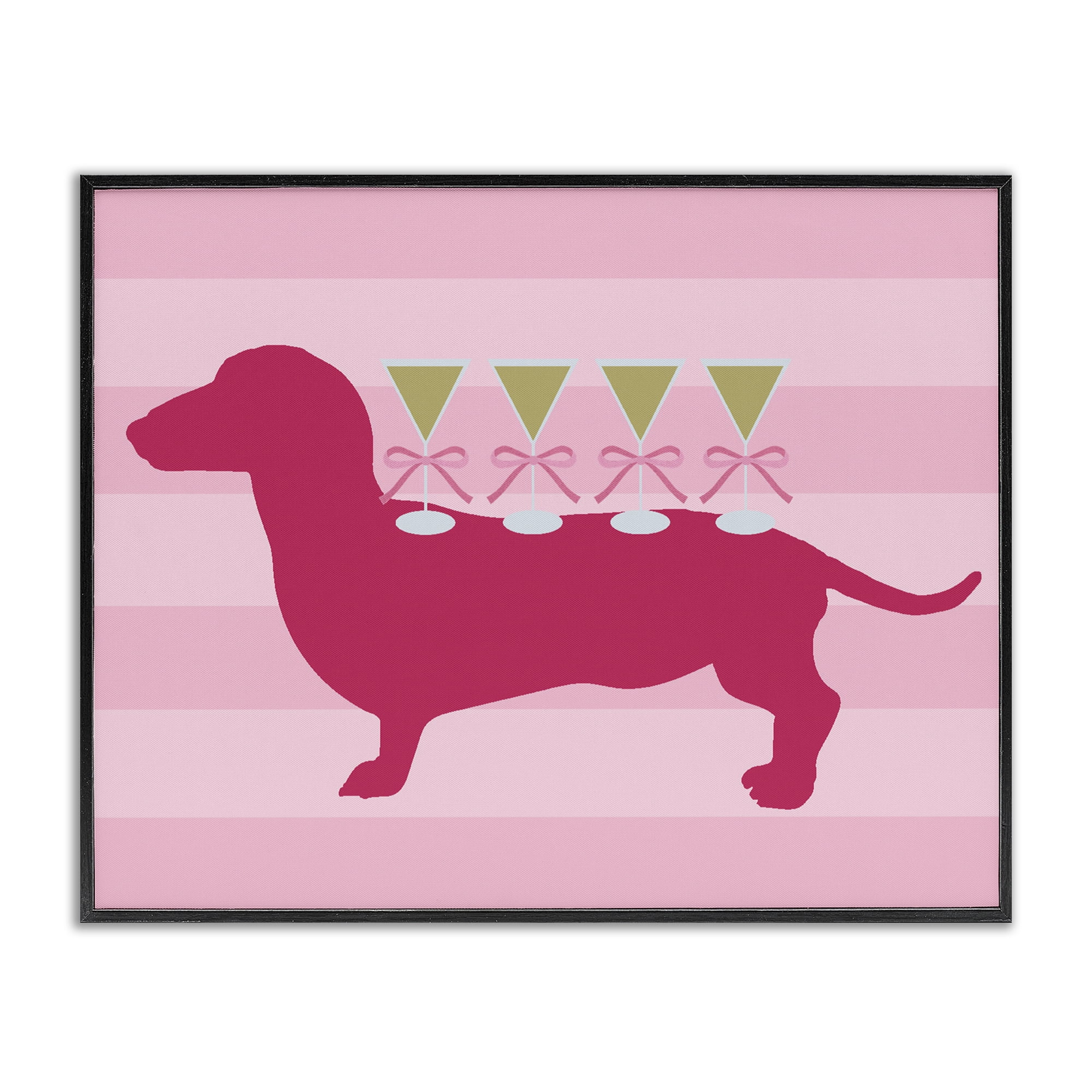 Stupell Industries Pink Dachshund With Martinis Black Framed Giclee Art, design by Lil' Rue