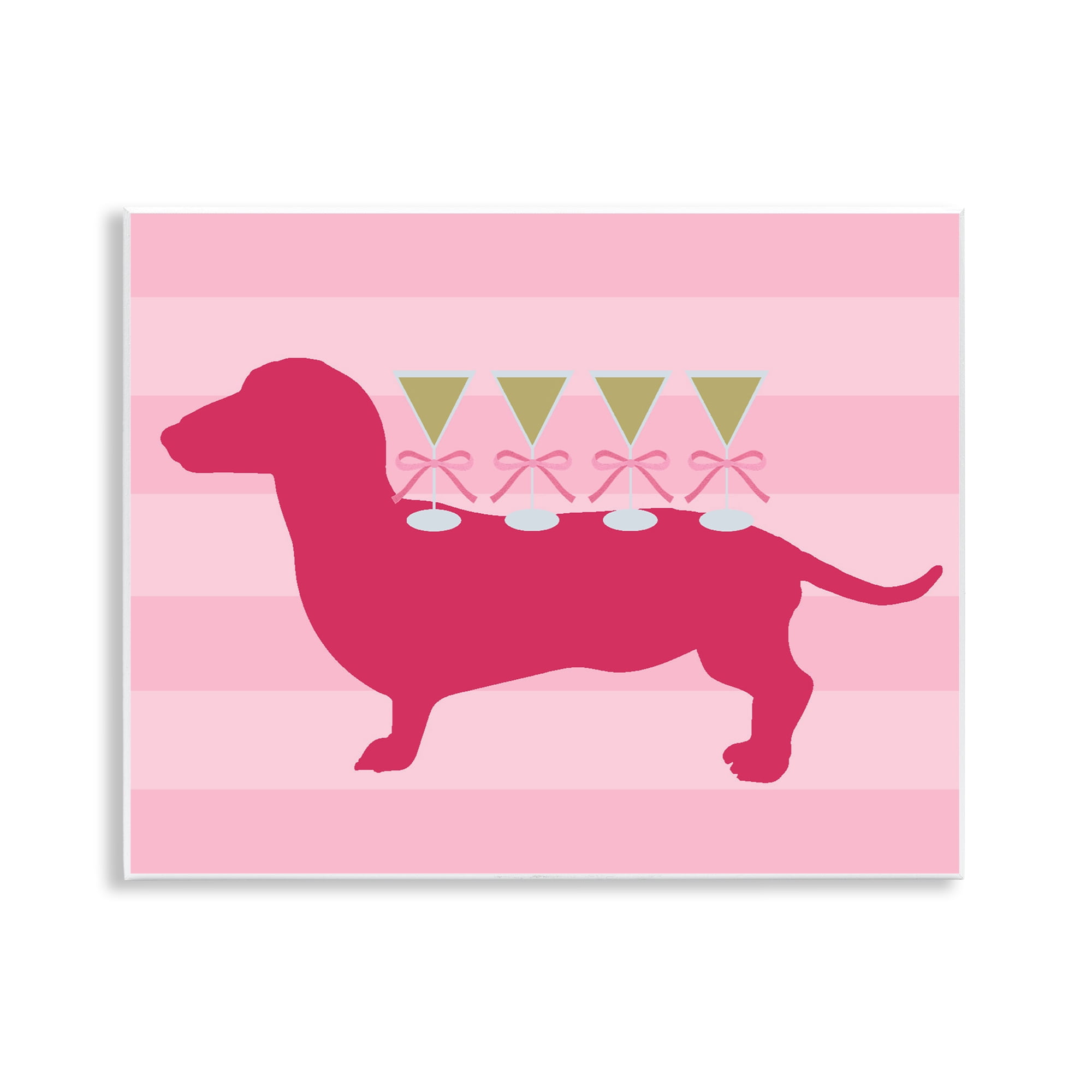 Stupell Industries Pink Dachshund With Martinis Wall Plaque Art, design by Lil' Rue