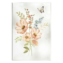 Stupell Industries Pink Daisies & Butterfly Botanical & Floral Painting Unframed Art Print Wall Art, 10 x 15
