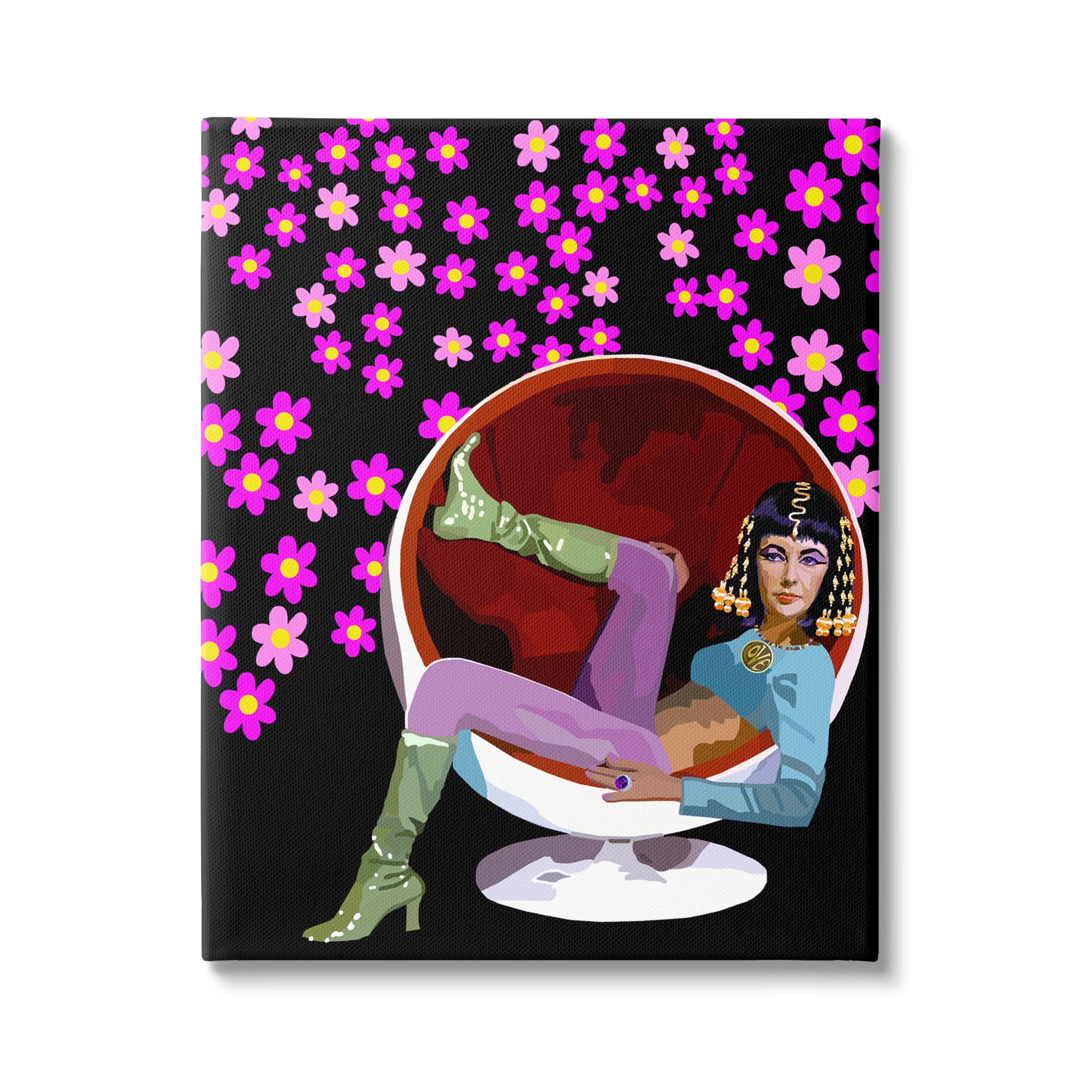 Stupell Industries Pink Daisy Flowers Actress Taylor Lounging Modern Chair, 36 x 48, Design by Lynnda Rakos