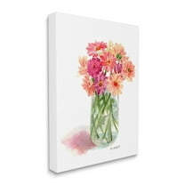 Stupell Industries Pink Daisy Watercolor Bouquet in Canning Jar Canvas Wall Art, 16 x 20, Design by Melissa Hyatt LLC
