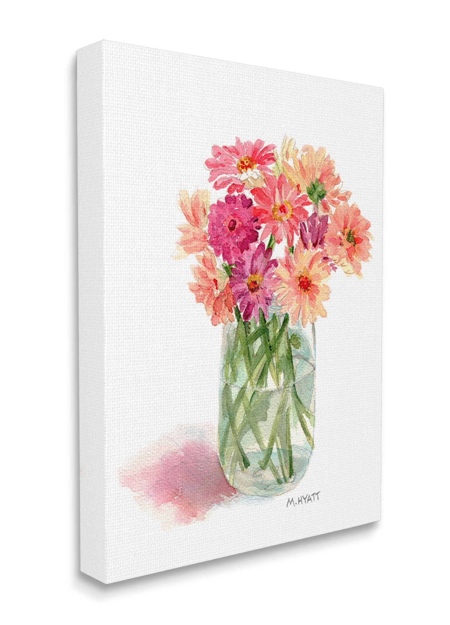 Stupell Industries Pink Daisy Watercolor Bouquet in Canning Jar Canvas Wall Art, 36 x 48, Design by Melissa Hyatt LLC
