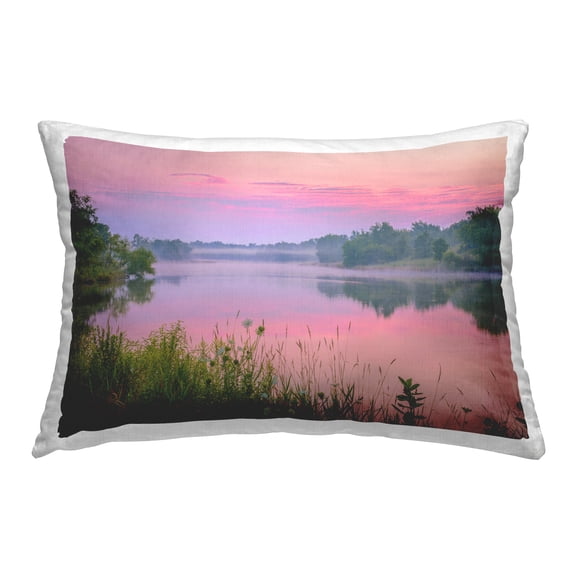 Stupell Industries Pink Dawn Sunrise Lake Decorative Printed Throw Pillow Design by Marty Hulsebos.