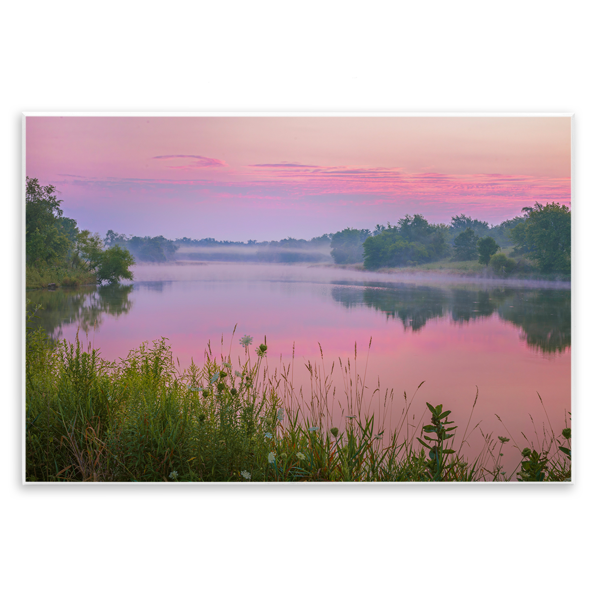 Stupell Industries Pink Dawn Sunrise Lake Landscape & Nature Photography Unframed Art Print Wall Art, 15 x 10