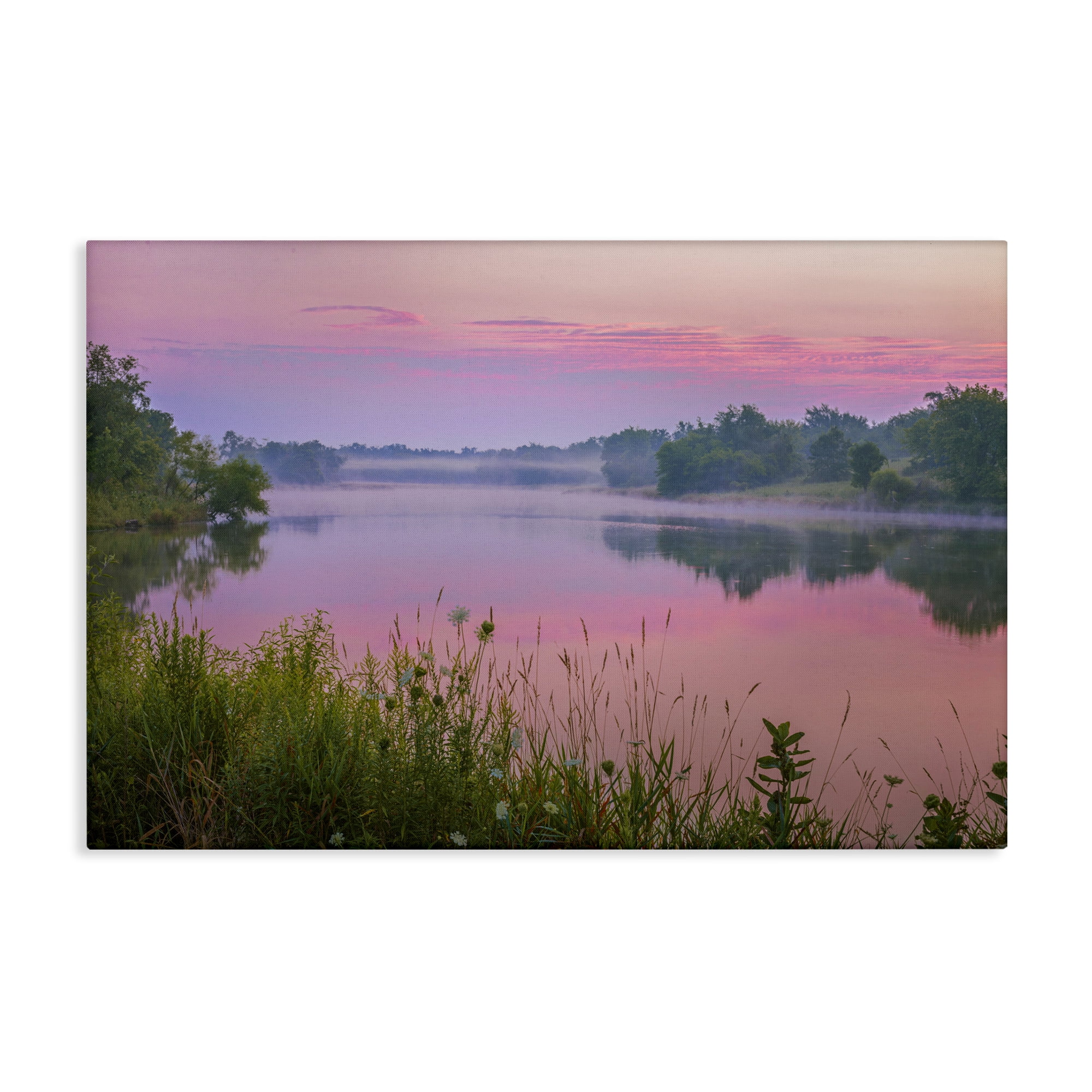 Stupell Industries Pink Dawn Sunrise Lake Landscape & Nature Photography Wrapped Canvas Art Print Wall Art, 30 x 20