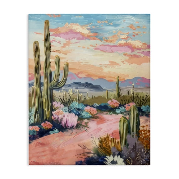 Stupell Industries Pink Desert Sunset Landscape & Nature Painting Wrapped Canvas Art Print Wall Art, 30 x 40