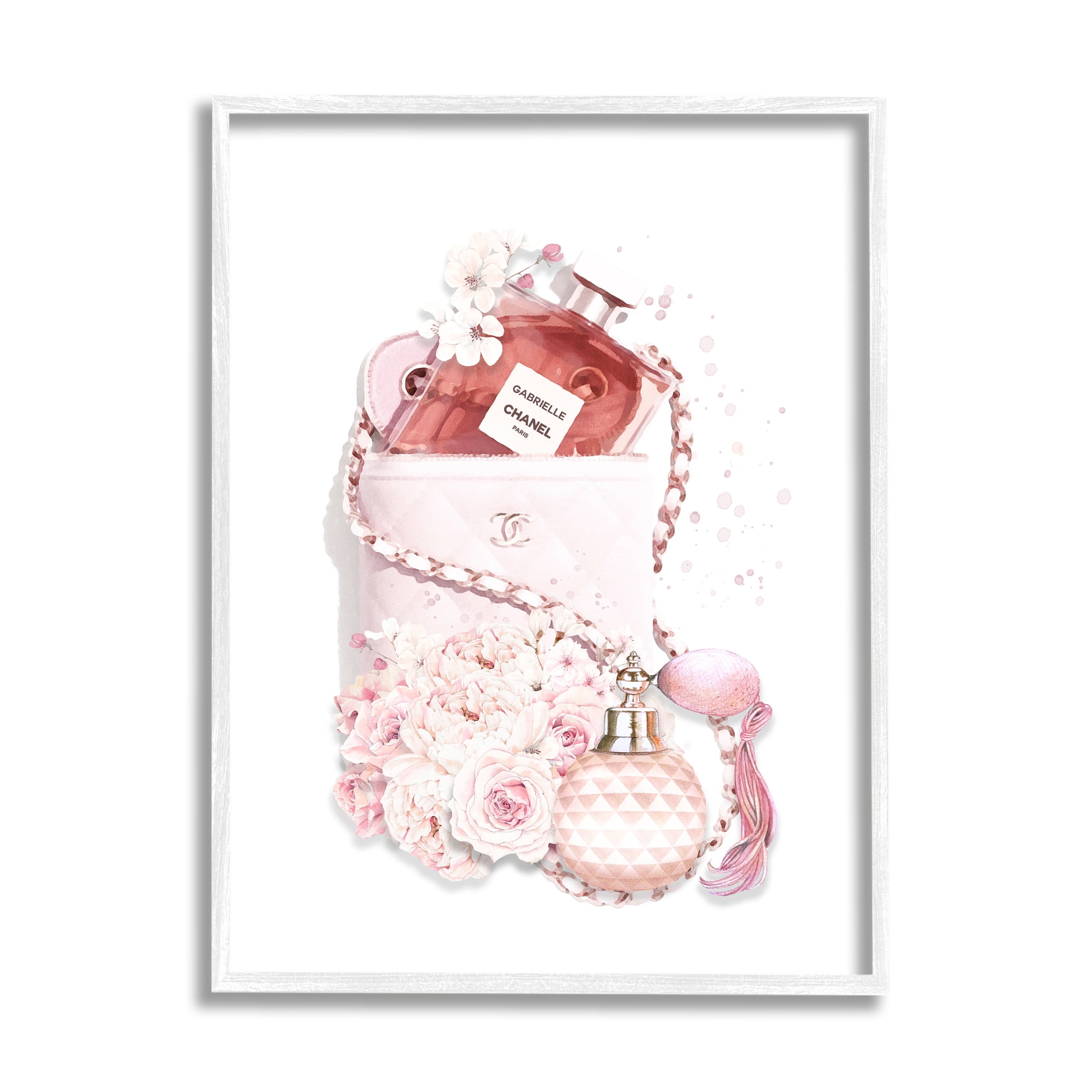 Stupell Industries Pink Designer Bag with Chic Florals Paint Splatter, 11 x 14, Designed by Ros Ruseva