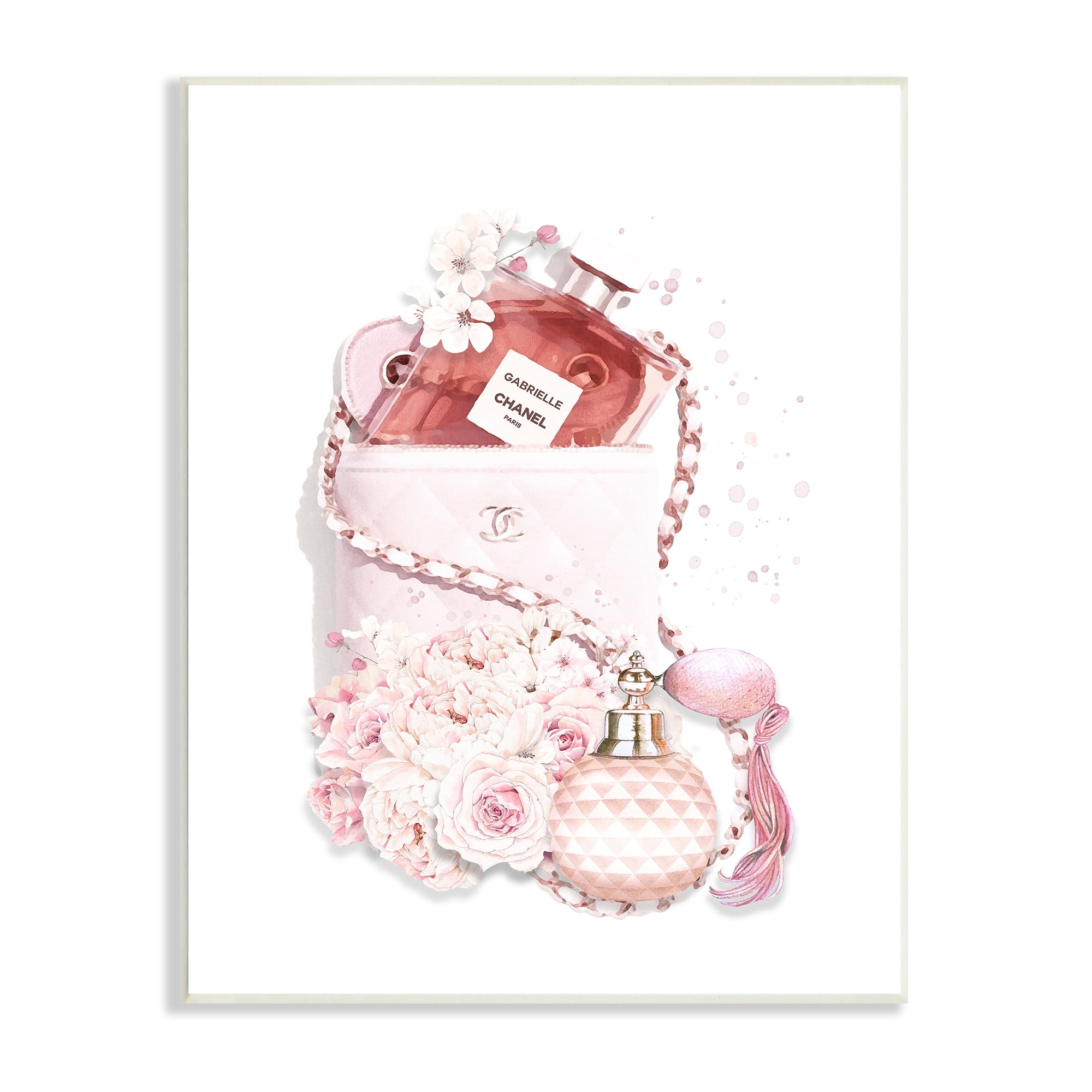 Stupell Industries Pink Designer Bag with Chic Florals Paint Splatter, 13 x 19, Designed by Ros Ruseva