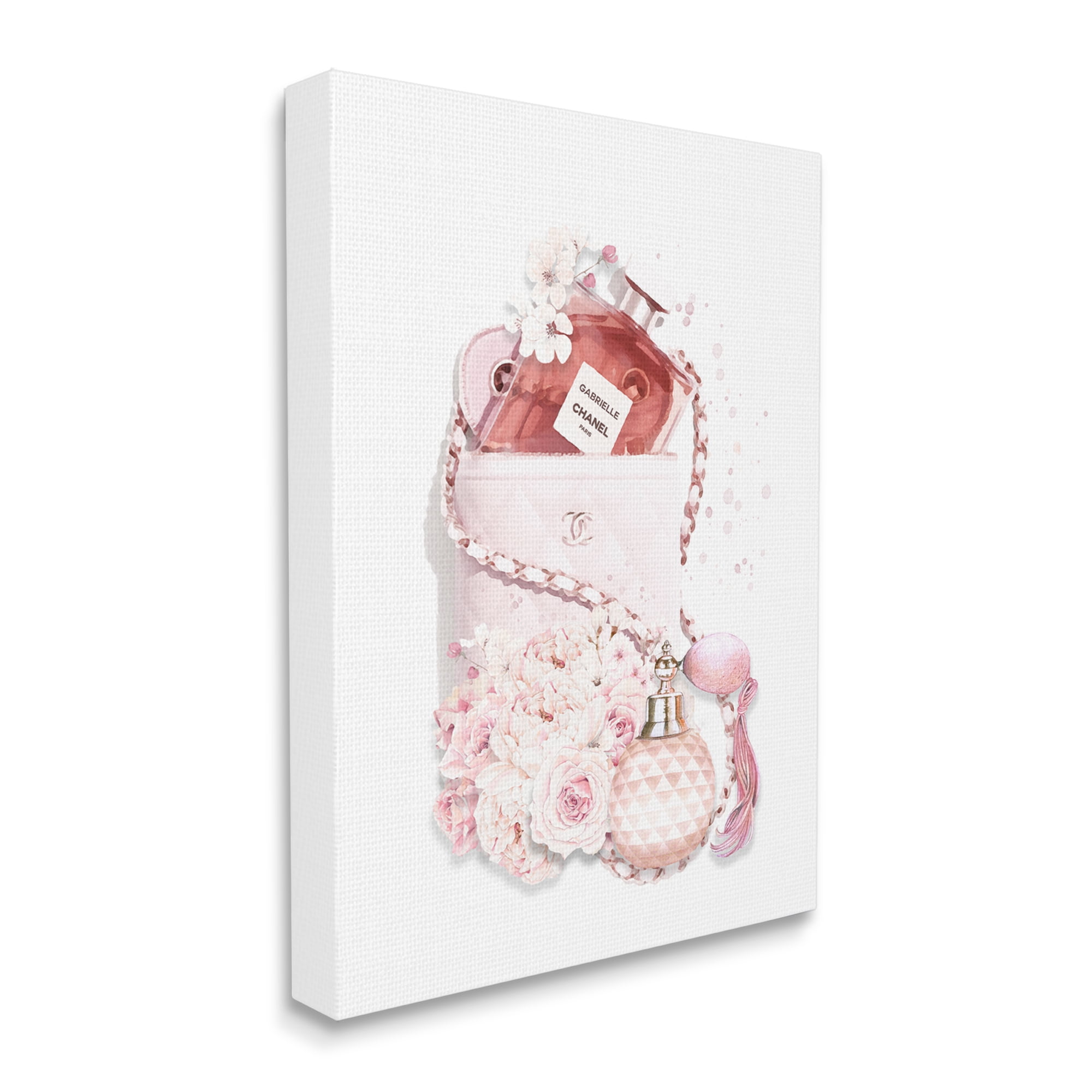 Stupell Industries Pink Designer Bag with Chic Florals Paint Splatter, 24 x 30, Designed by Ros Ruseva