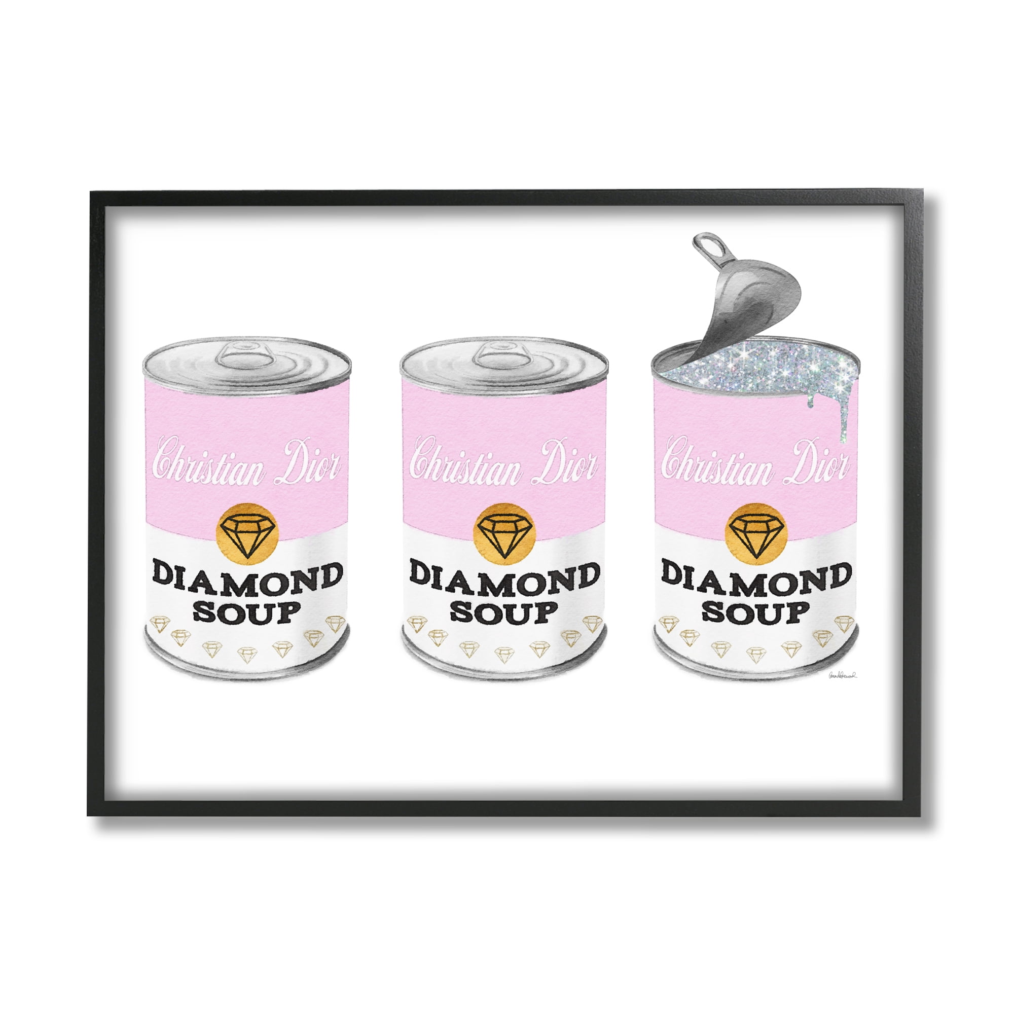 Stupell Industries Pink Designer Pop Condensed Soup Glam Shimmer Pattern, 14 x 11, Design by Amanda Greenwood