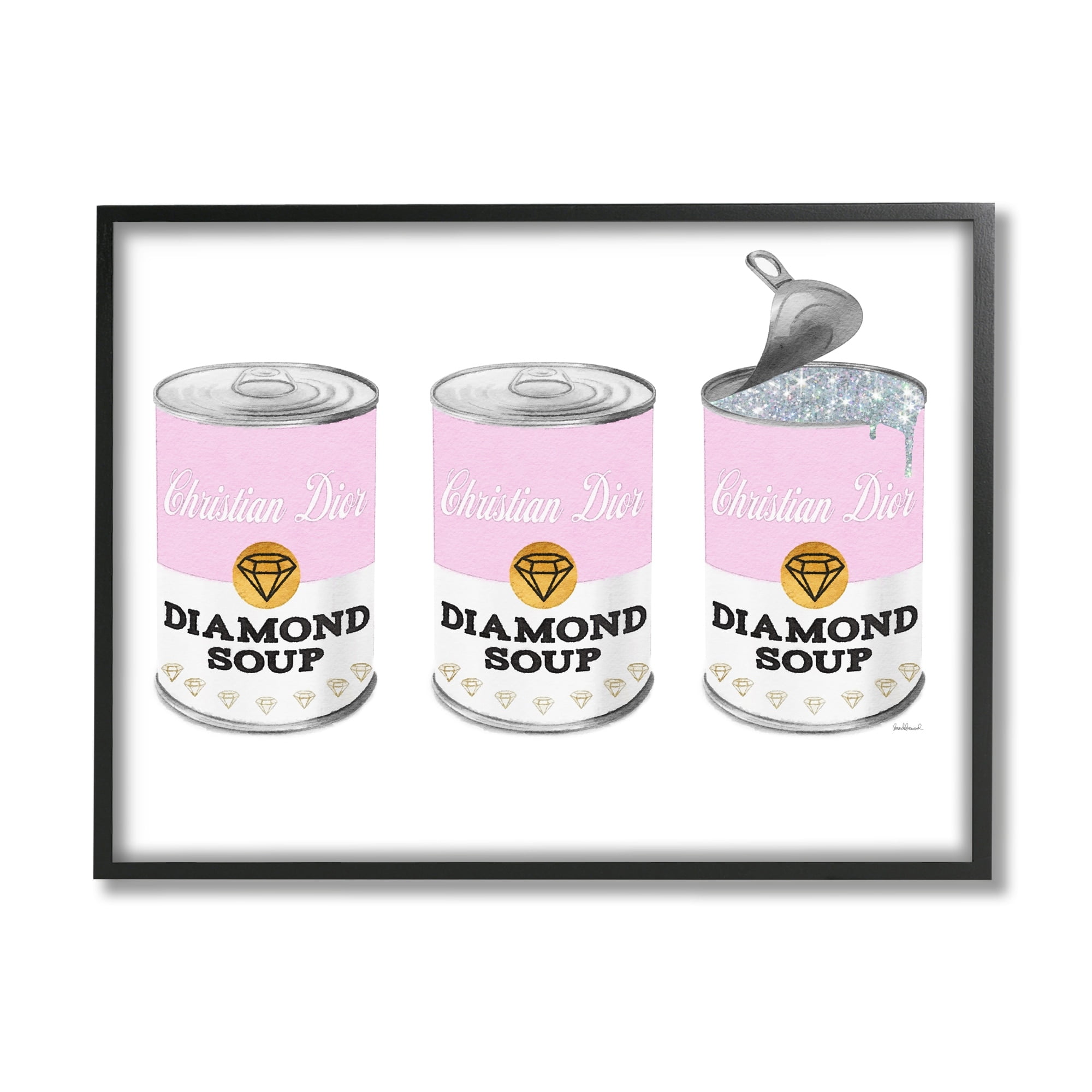 Stupell Industries Pink Designer Pop Condensed Soup Glam Shimmer Pattern, 30 x 24, Design by Amanda Greenwood