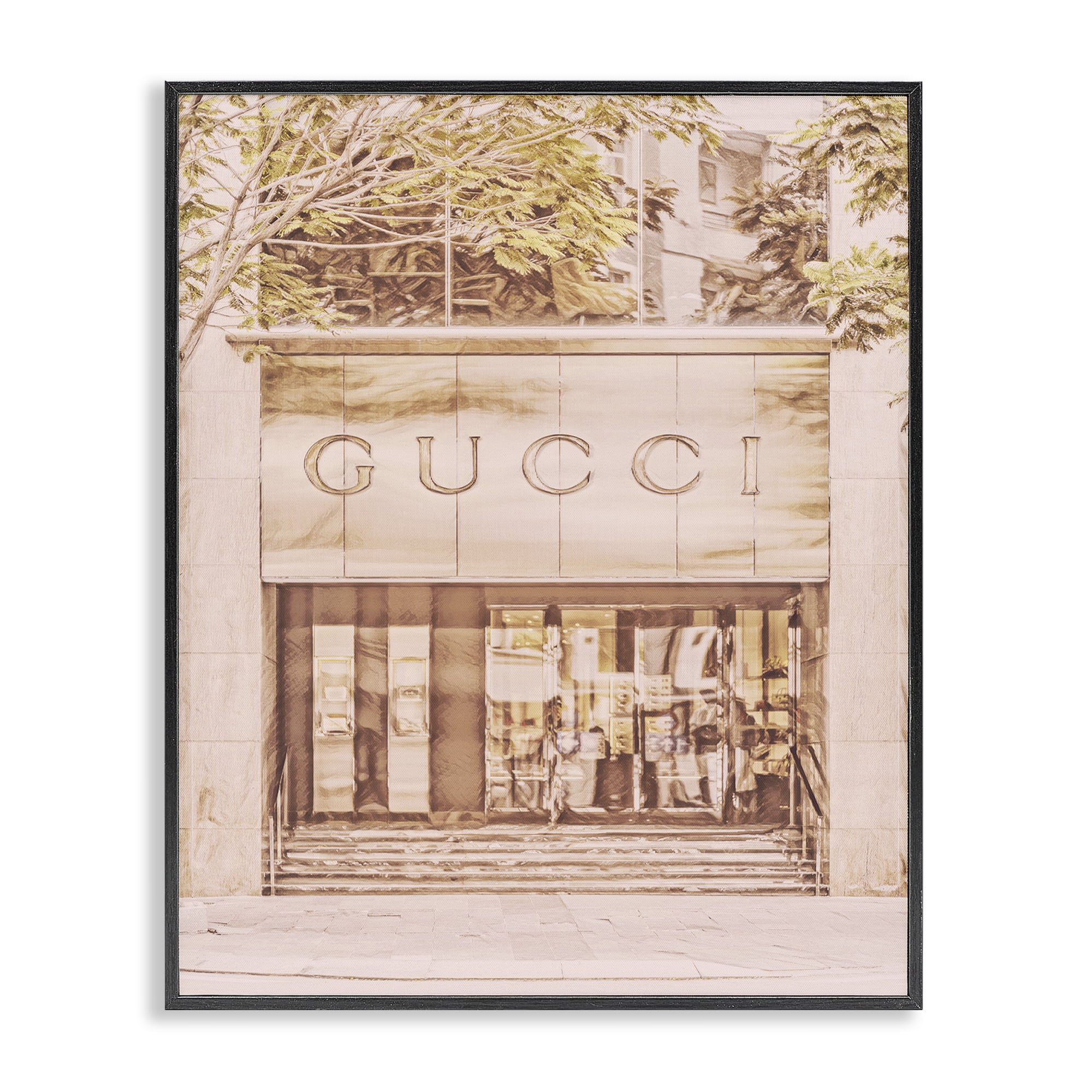 Stupell Industries Pink Designer Storefront Buildings & Architecture Painting Black Framed Art Print Wall Art, 16 x 20