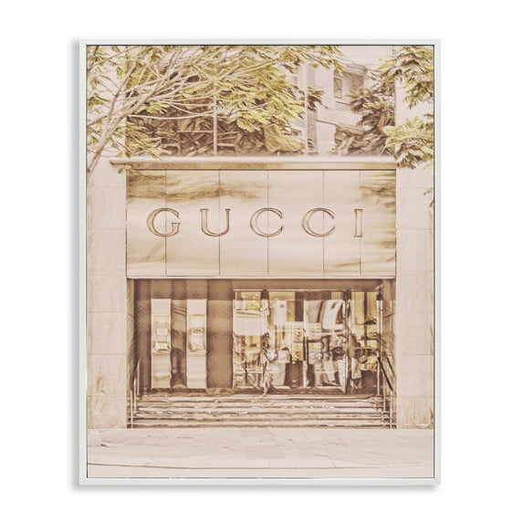 Stupell Industries Pink Designer Storefront Buildings & Architecture Painting White Framed Art Print Wall Art, 16 x 20