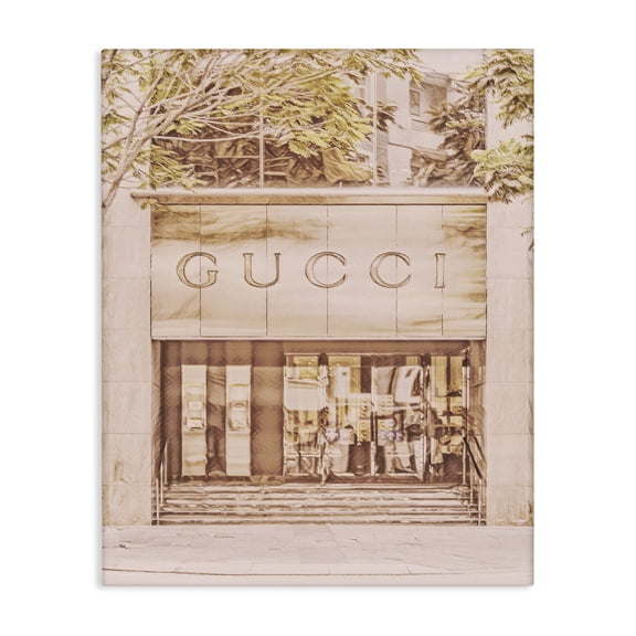 Stupell Industries Pink Designer Storefront Buildings & Architecture Painting Wrapped Canvas Art Print Wall Art, 24 x 30