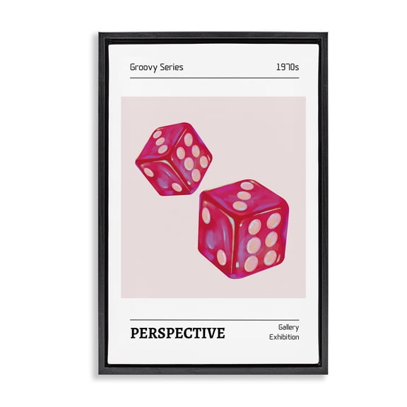 Stupell Industries Pink Dice Pair Fashion Painting Black Floater Framed Canvas Art Print Wall Art, 17 x 25