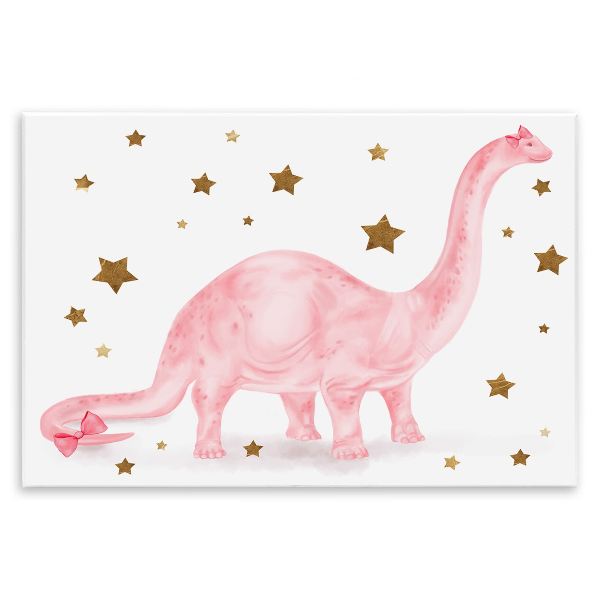 Stupell Industries Pink Dinosaur Gold Stars Kids Design Wall Plaque by Daphne Polselli