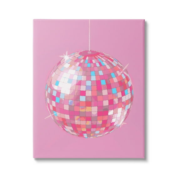 Stupell Industries Pink Disco Ball Groovy Pattern Beauty & Fashion Painting Gallery Wrapped Canvas Print Wall Art