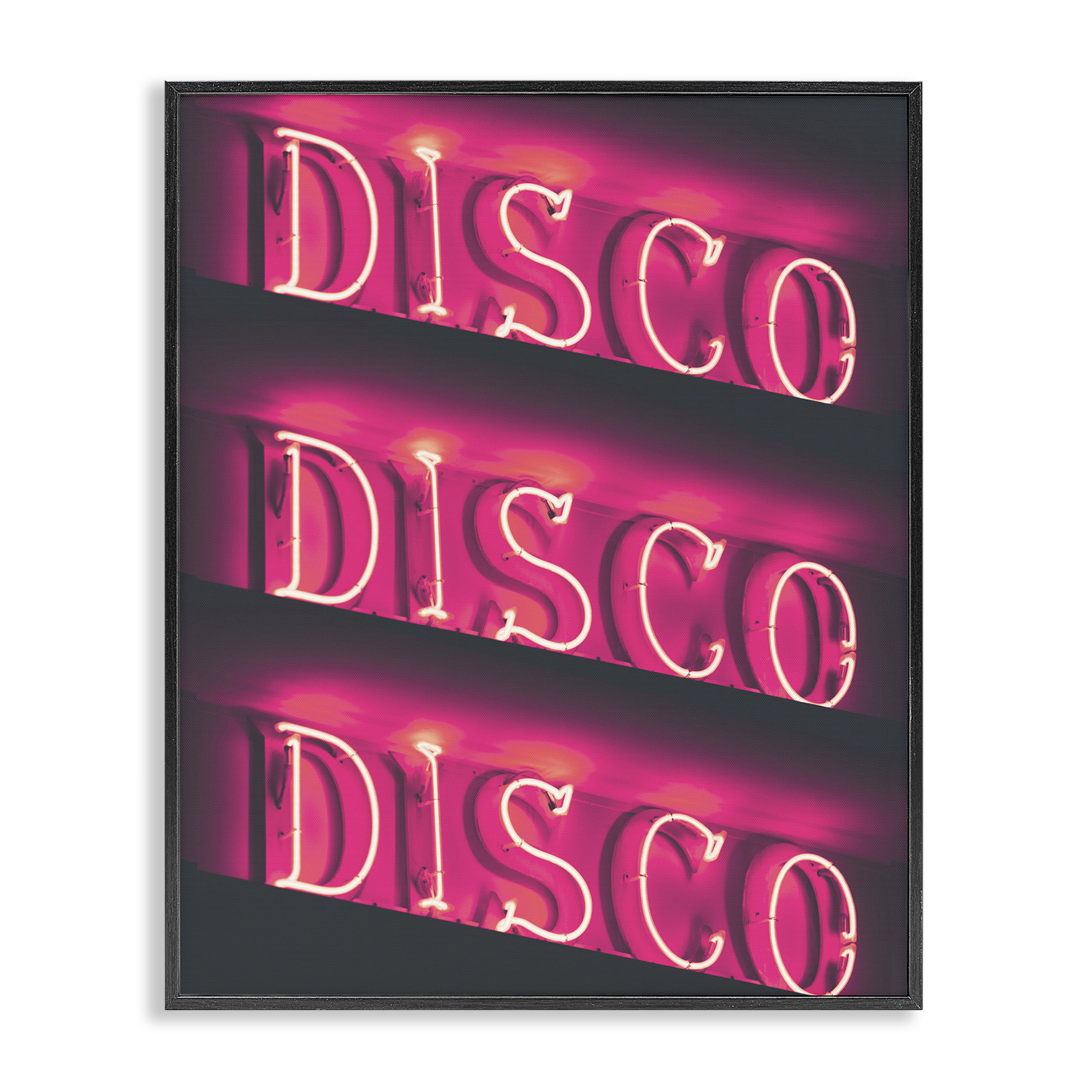 Stupell Industries Pink Disco Neon Lights Typography Painting Black Framed Art Print Wall Art, 11 x 14