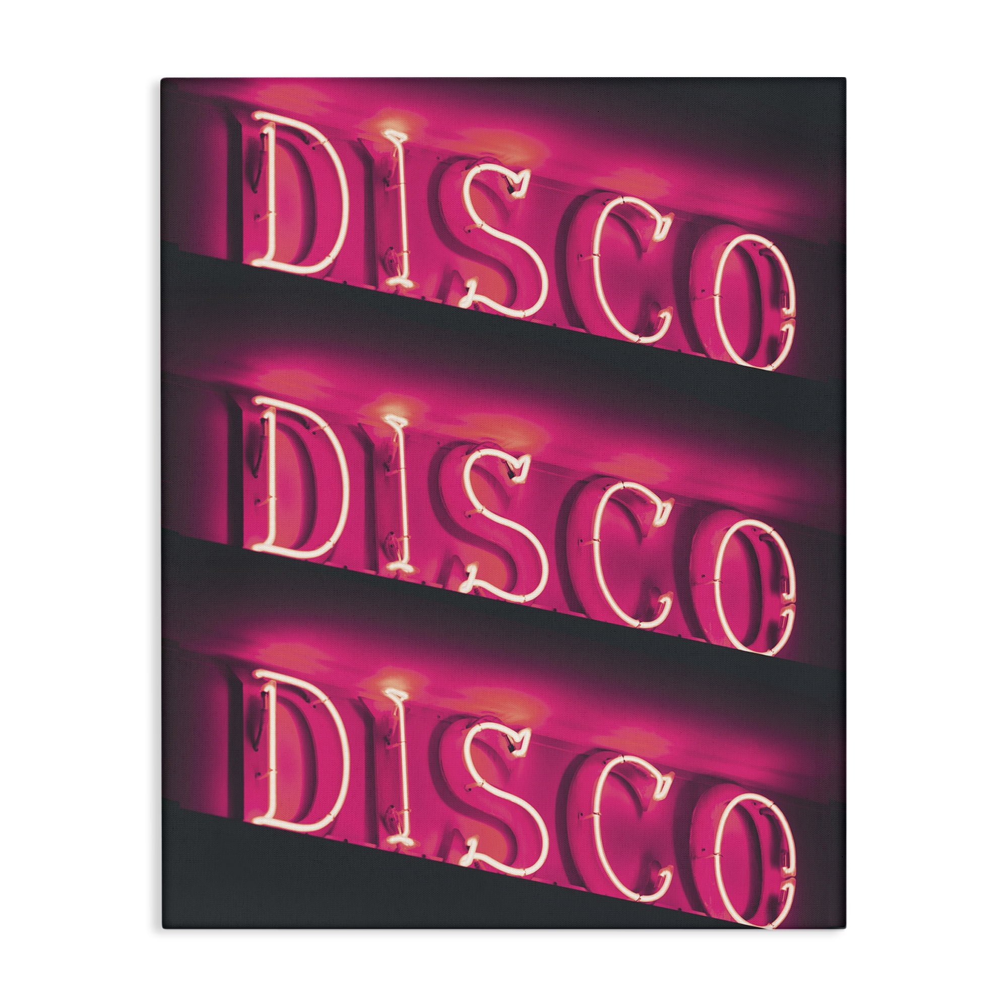 Stupell Industries Pink Disco Neon Lights Typography Painting Gallery Wrapped Canvas Art Print Wall Art, 36 x 48