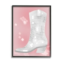 Stupell Industries Pink Disco Pattern Cowboy Boot Beauty & Fashion Painting Black Framed Art Print Wall Art
