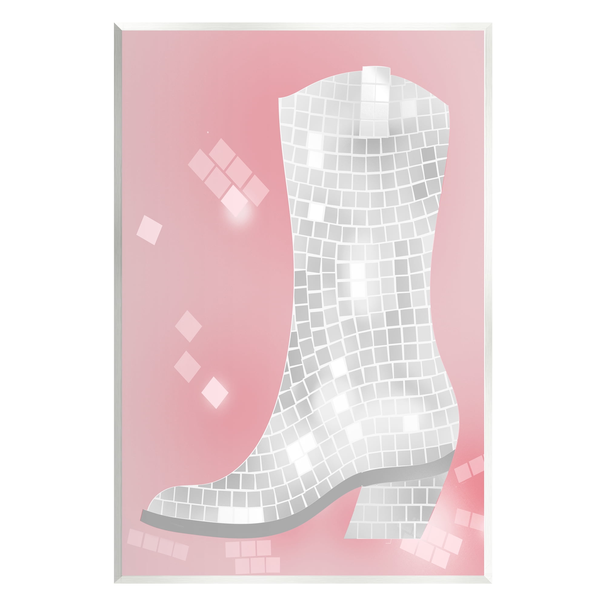 Stupell Industries Pink Disco Pattern Cowboy Boot Beauty & Fashion Painting Unframed Art Print Wall Art