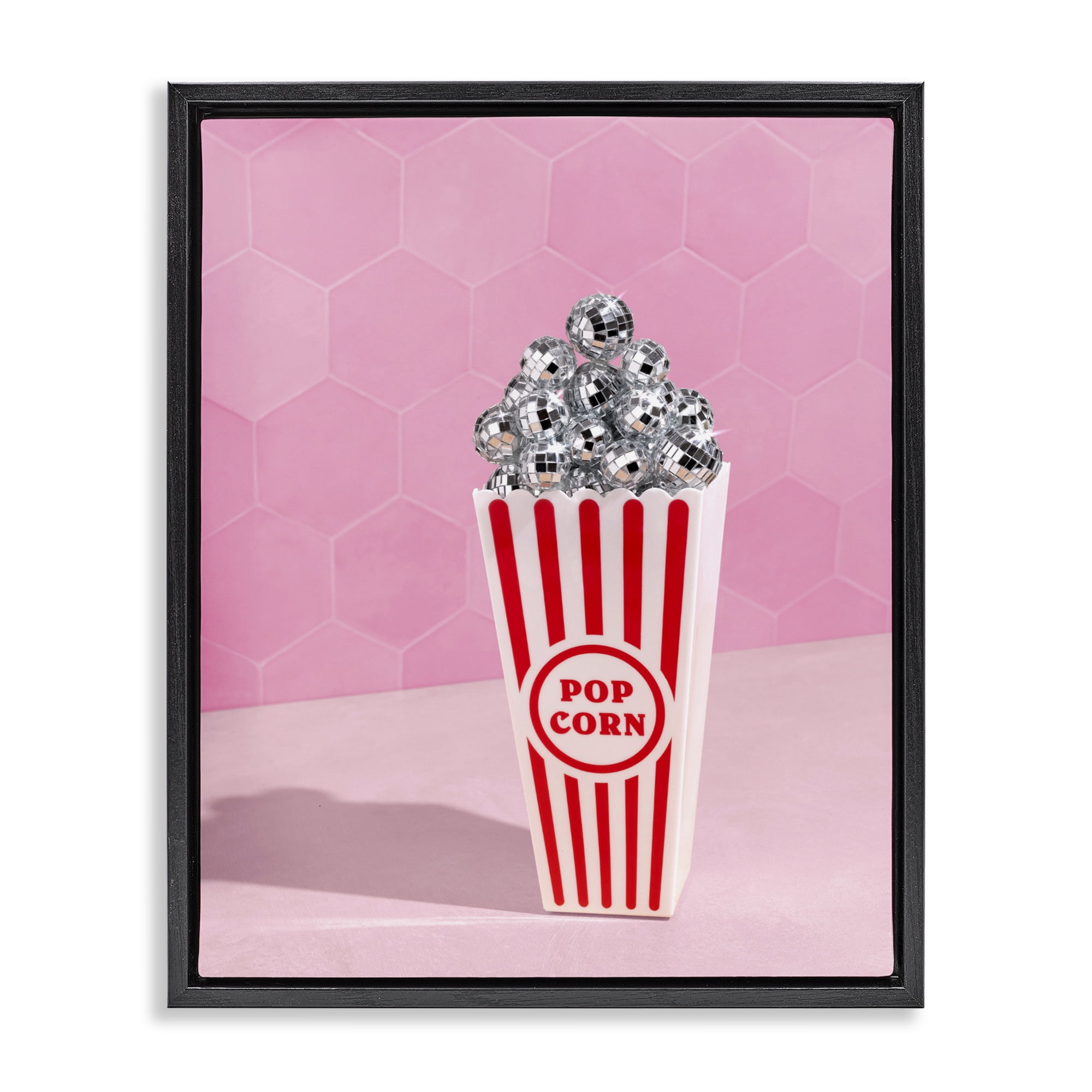 Stupell Industries Pink Disco Popcorn Black Framed Floater Canvas Wall Art, design by LISH Creative