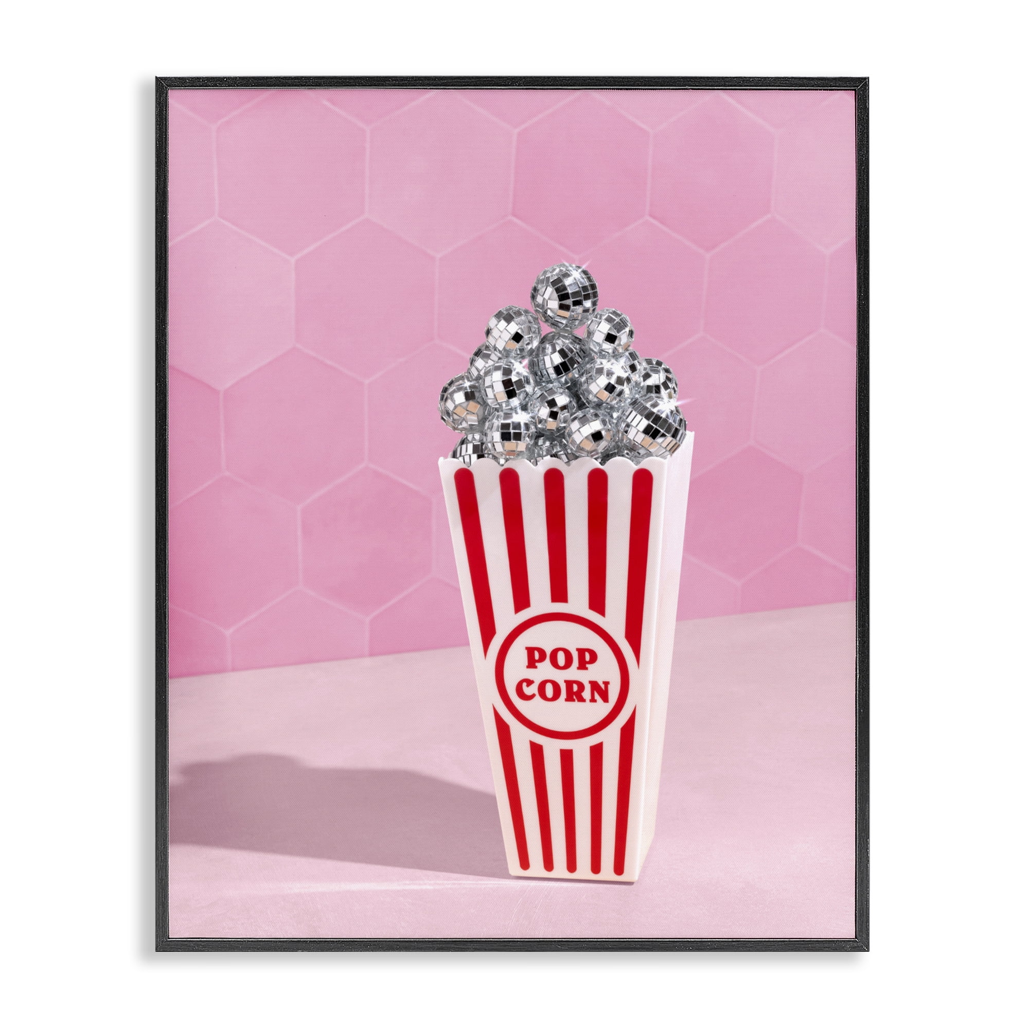 Stupell Industries Pink Disco Popcorn Black Framed Giclee Art, design by LISH Creative