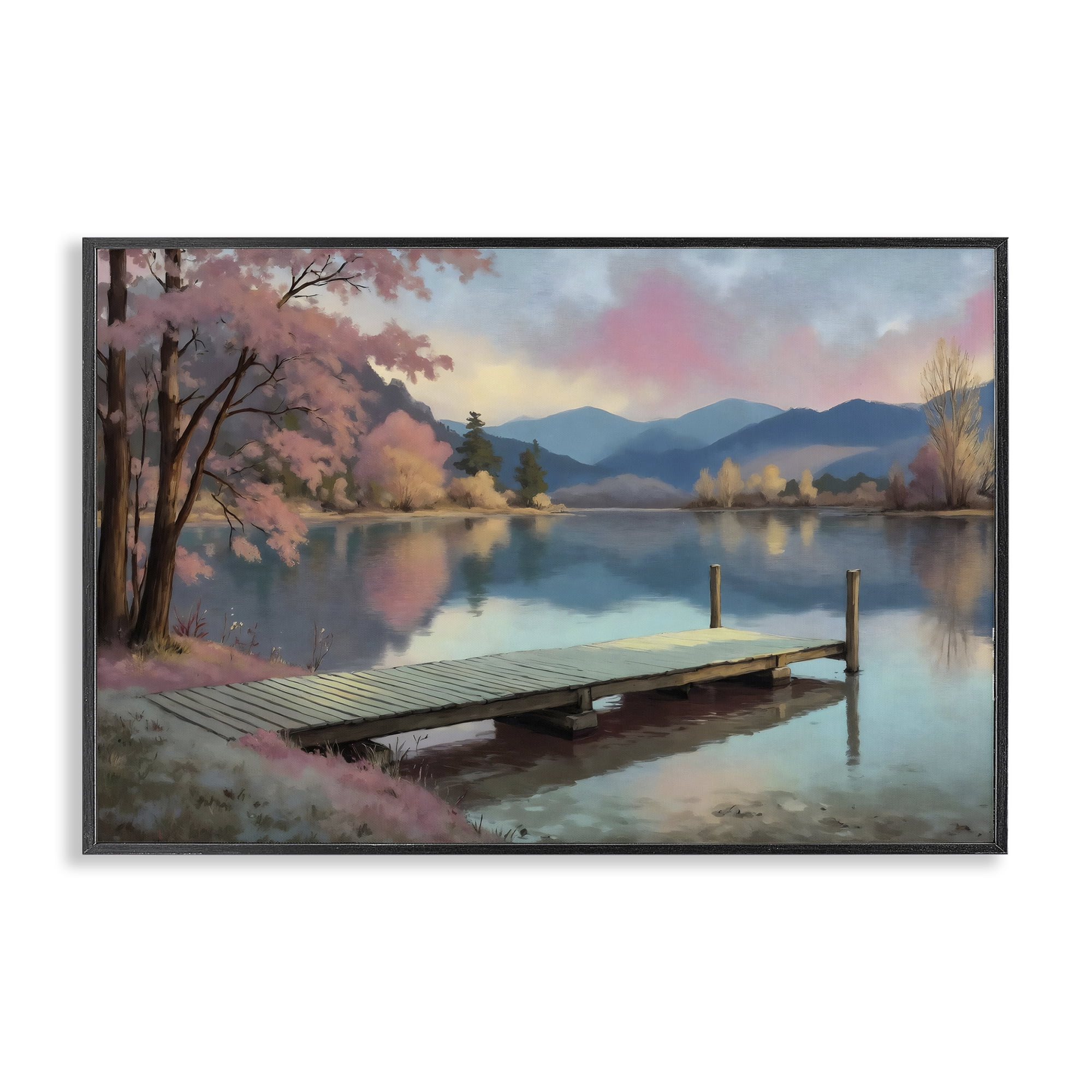 Stupell Industries Pink Dock at Sunset Black Framed Giclee Art, design by Creative Studio